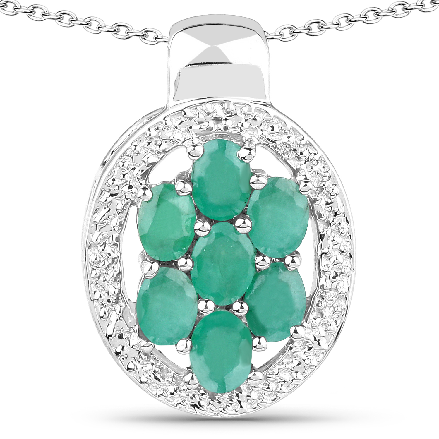 0.98 Carat Genuine Emerald .925 Sterling Silver Pendant