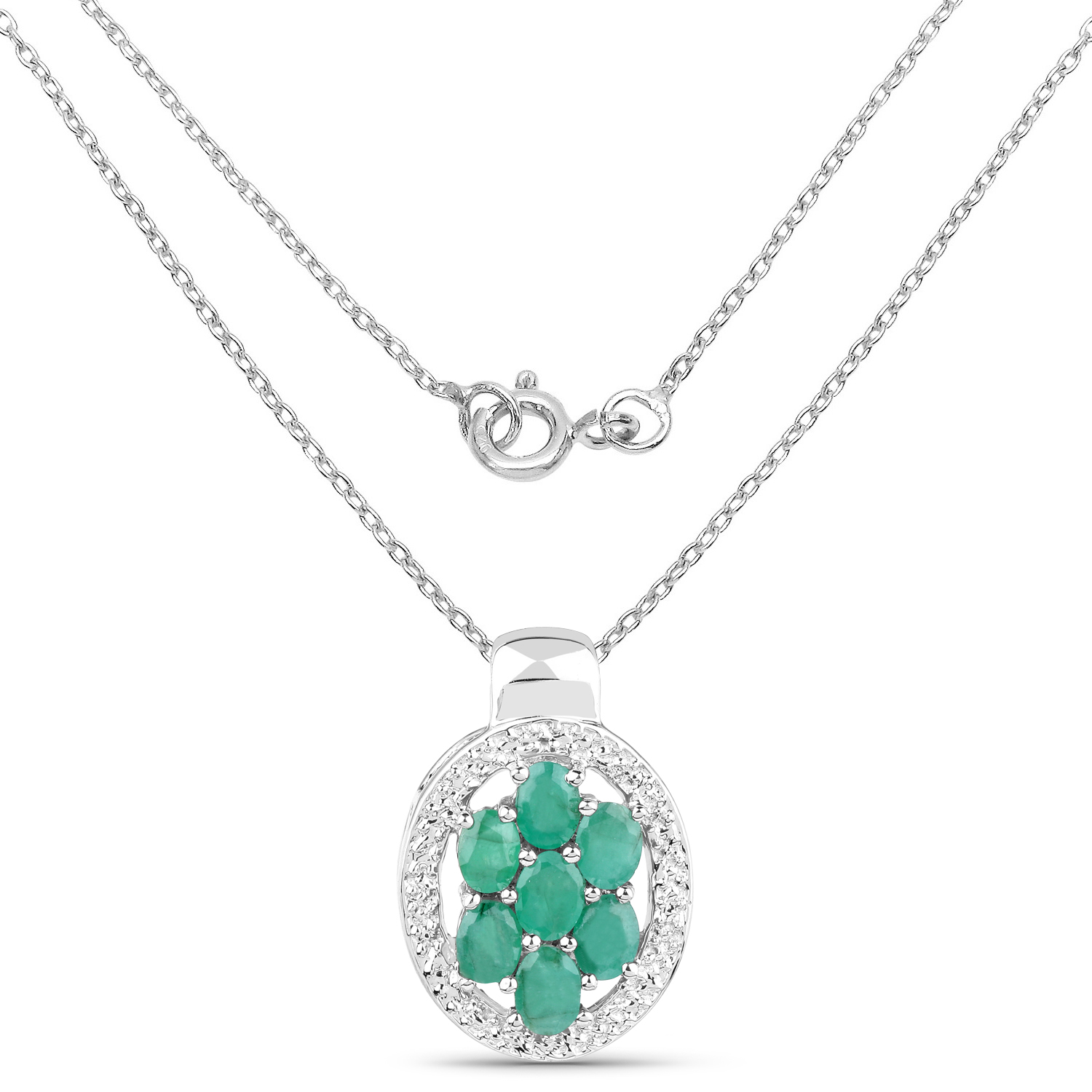 0.98 Carat Genuine Emerald .925 Sterling Silver Pendant