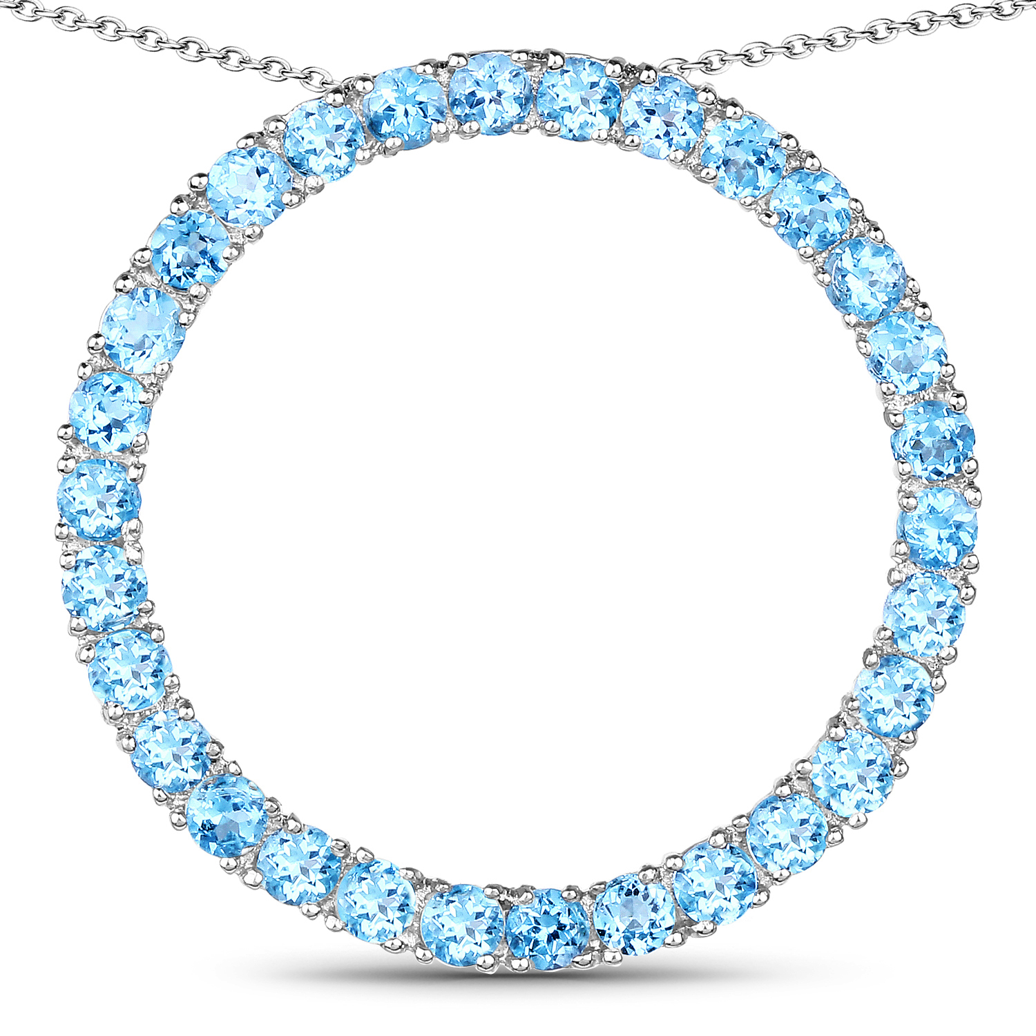 3.60 Carat Genuine Swiss Blue Topaz .925 Sterling Silver Pendant