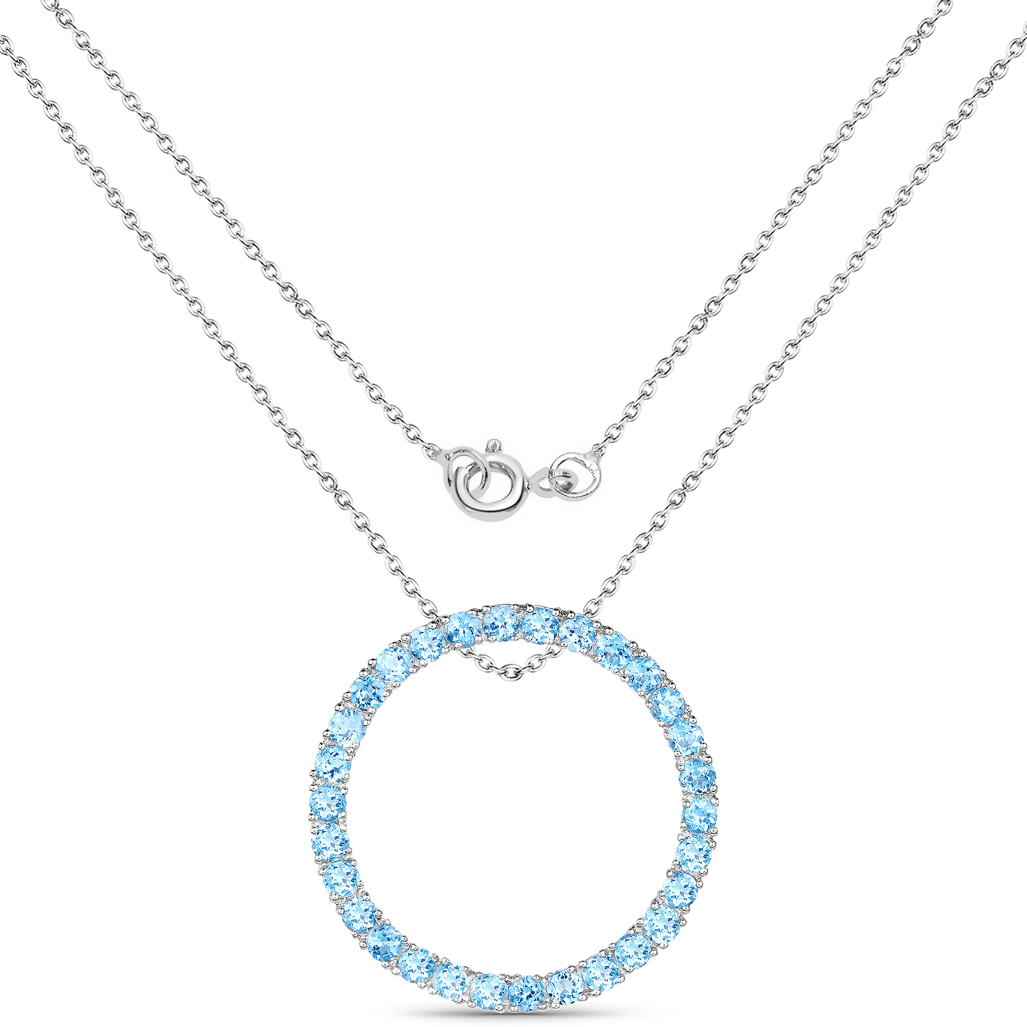 3.60 Carat Genuine Swiss Blue Topaz .925 Sterling Silver Pendant