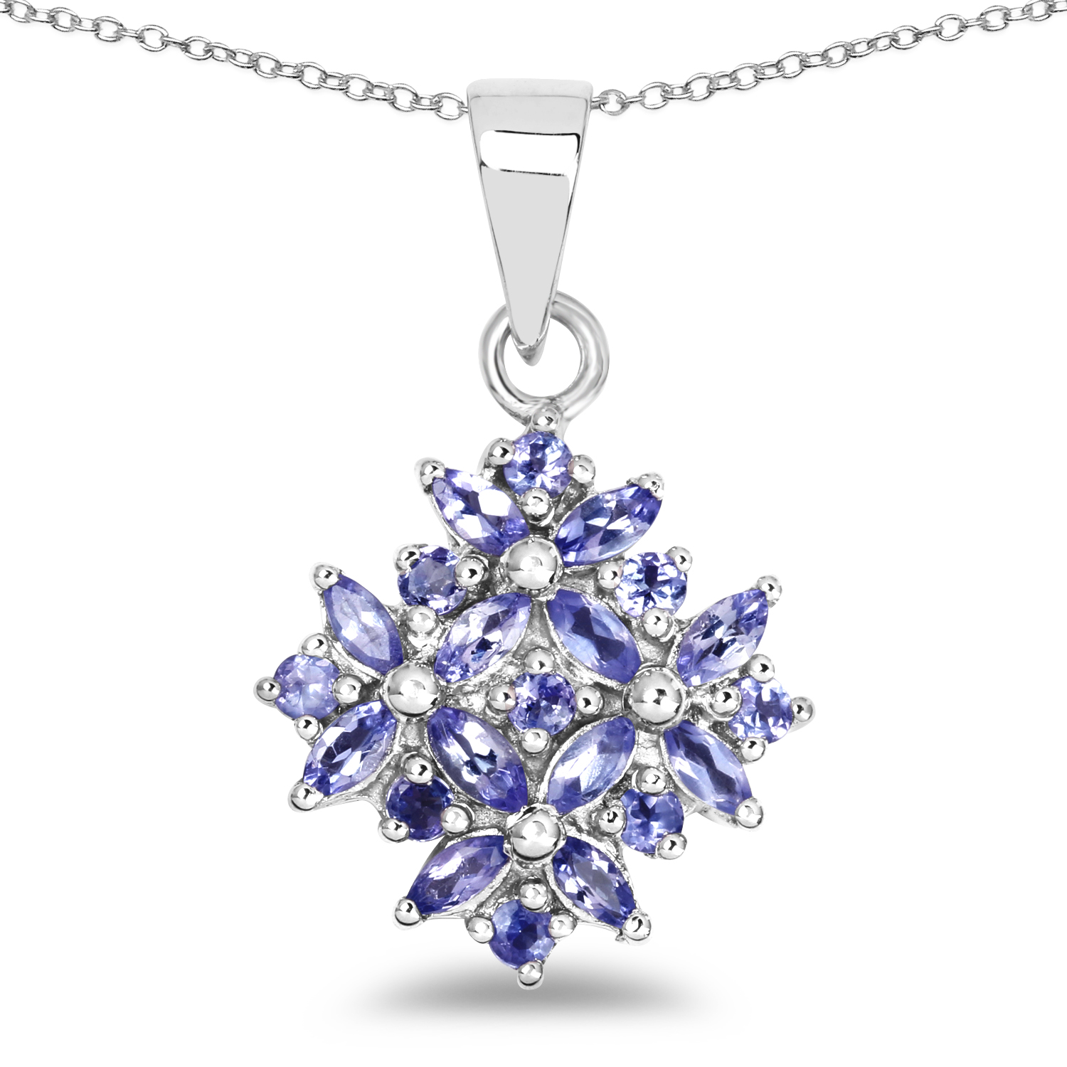 1.50 Carat Genuine Tanzanite .925 Sterling Silver Pendant
