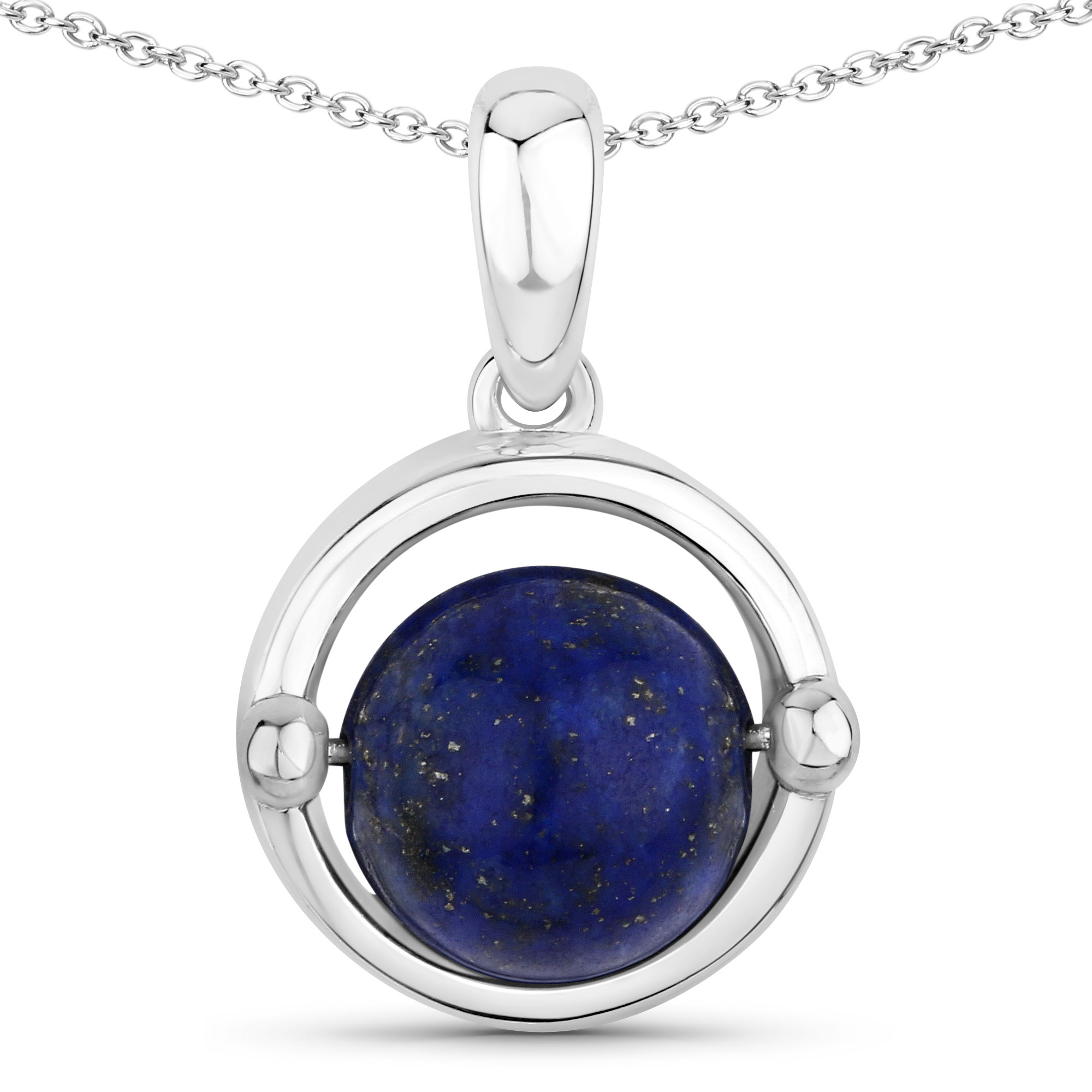 3.80 Carat Genuine Lapis .925 Sterling Silver Pendant