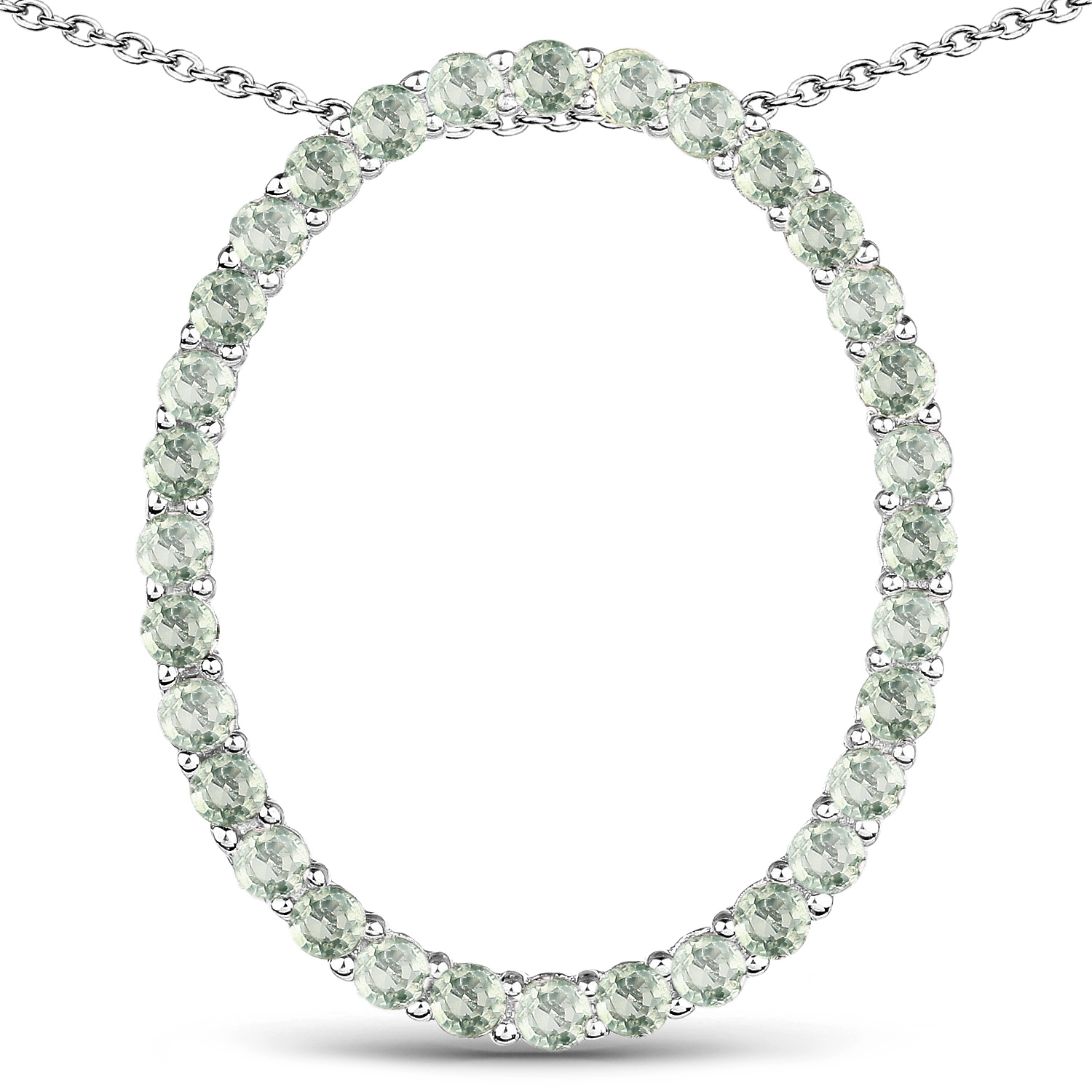 3.20 Carat Genuine Green Sapphire .925 Sterling Silver Pendant