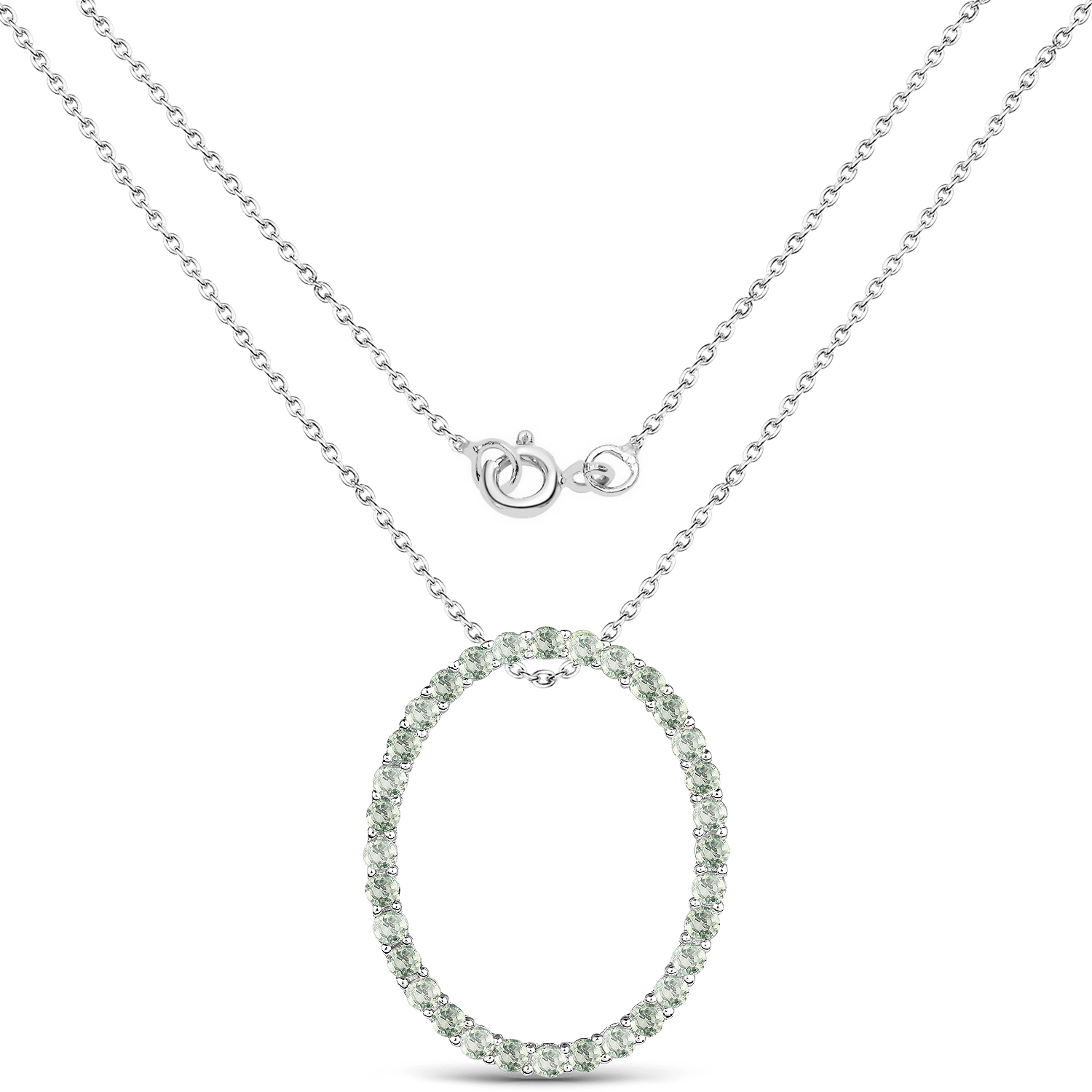3.20 Carat Genuine Green Sapphire .925 Sterling Silver Pendant