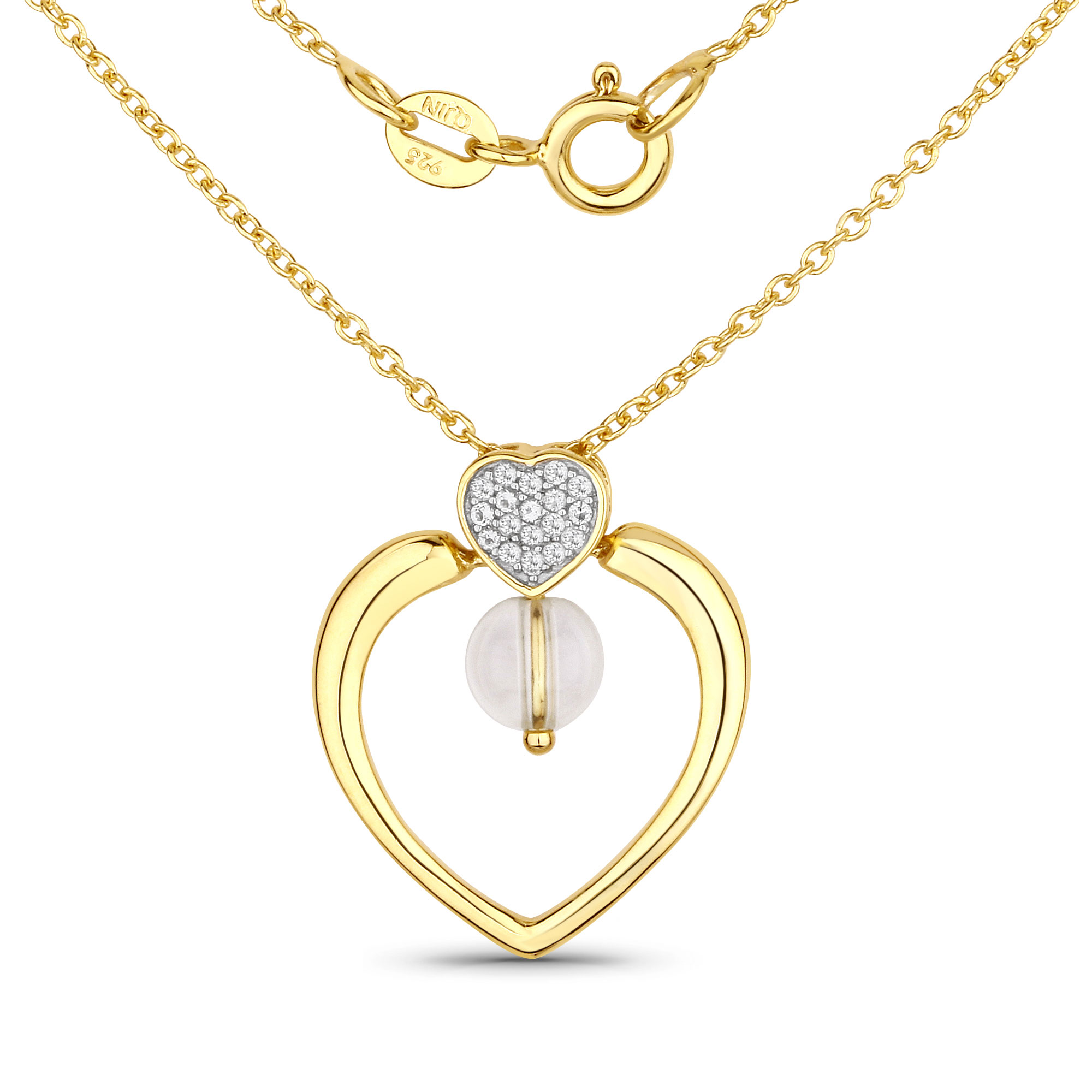 1.29 Carat Genuine Crystal Quartz and White Topaz .925 Sterling Silver Pendant