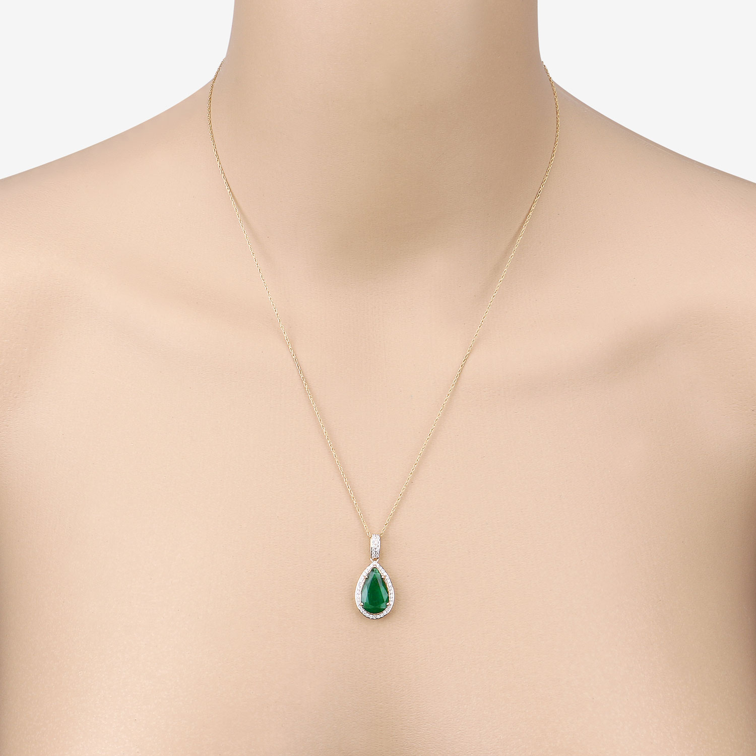 IGI Certified 3.22 Carat Genuine Zambian Emerald and White Diamond 14K Yellow Gold Pendant