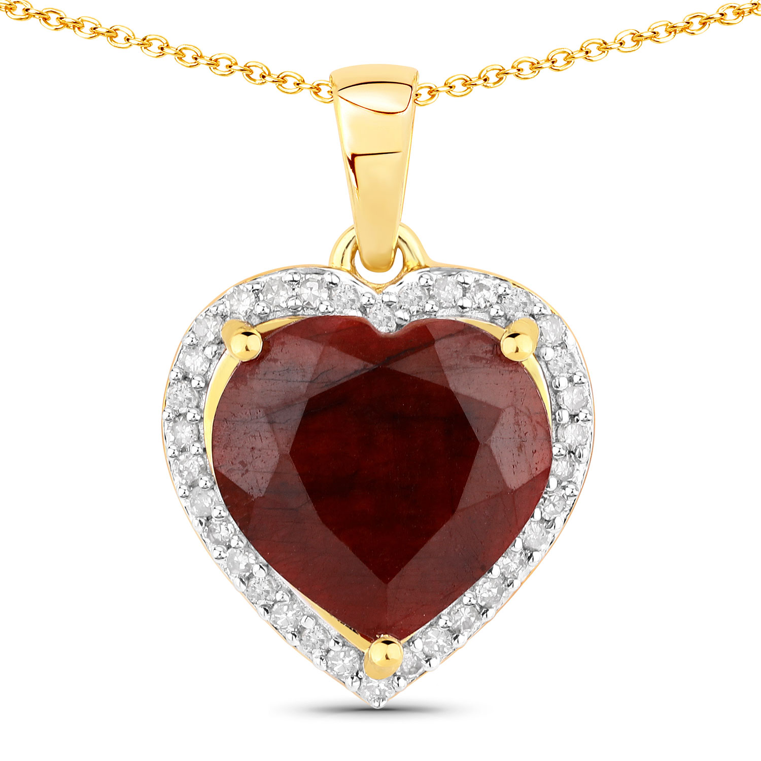 6.08 Carat Dyed Ruby and White Diamond .925 Sterling Silver Pendant