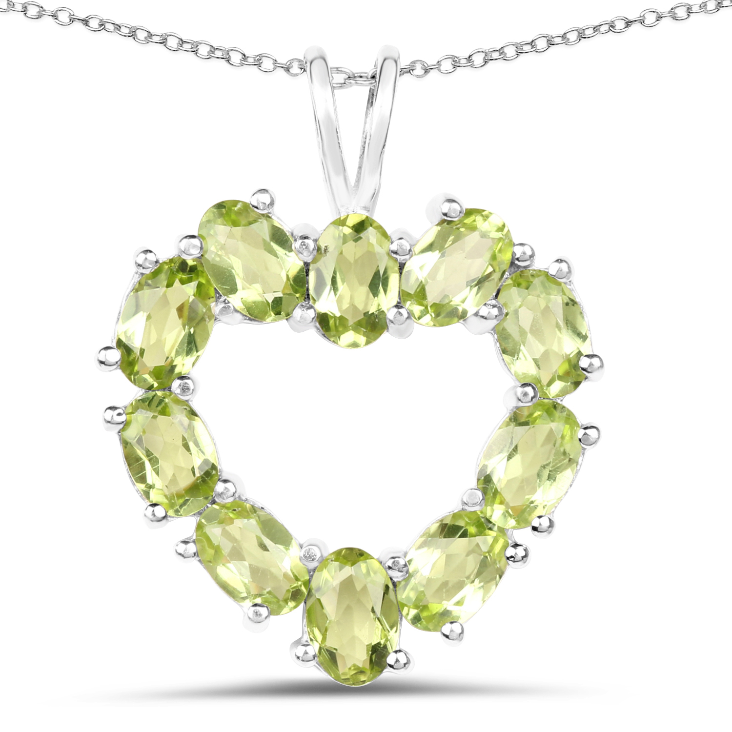 4.50 Carat Genuine Peridot .925 Sterling Silver Pendant