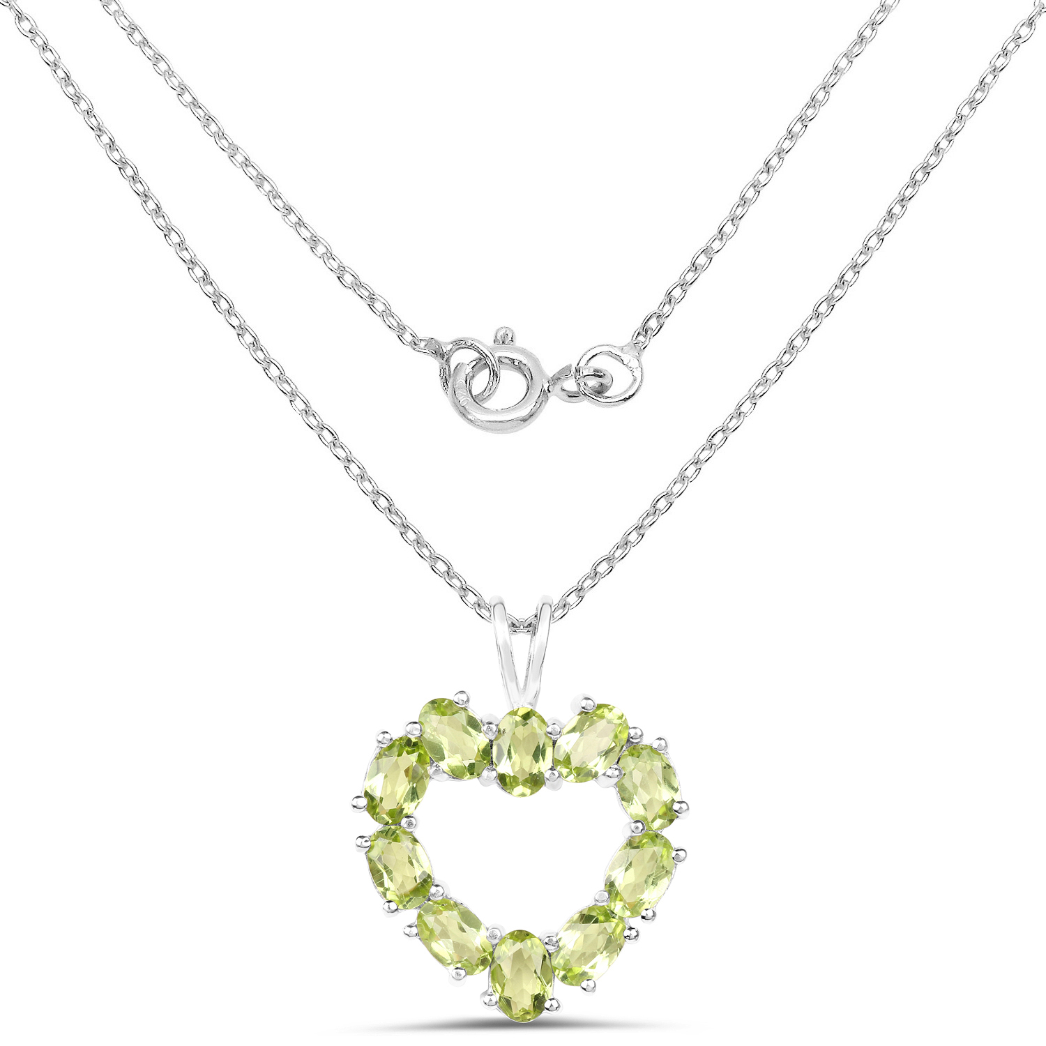 4.50 Carat Genuine Peridot .925 Sterling Silver Pendant