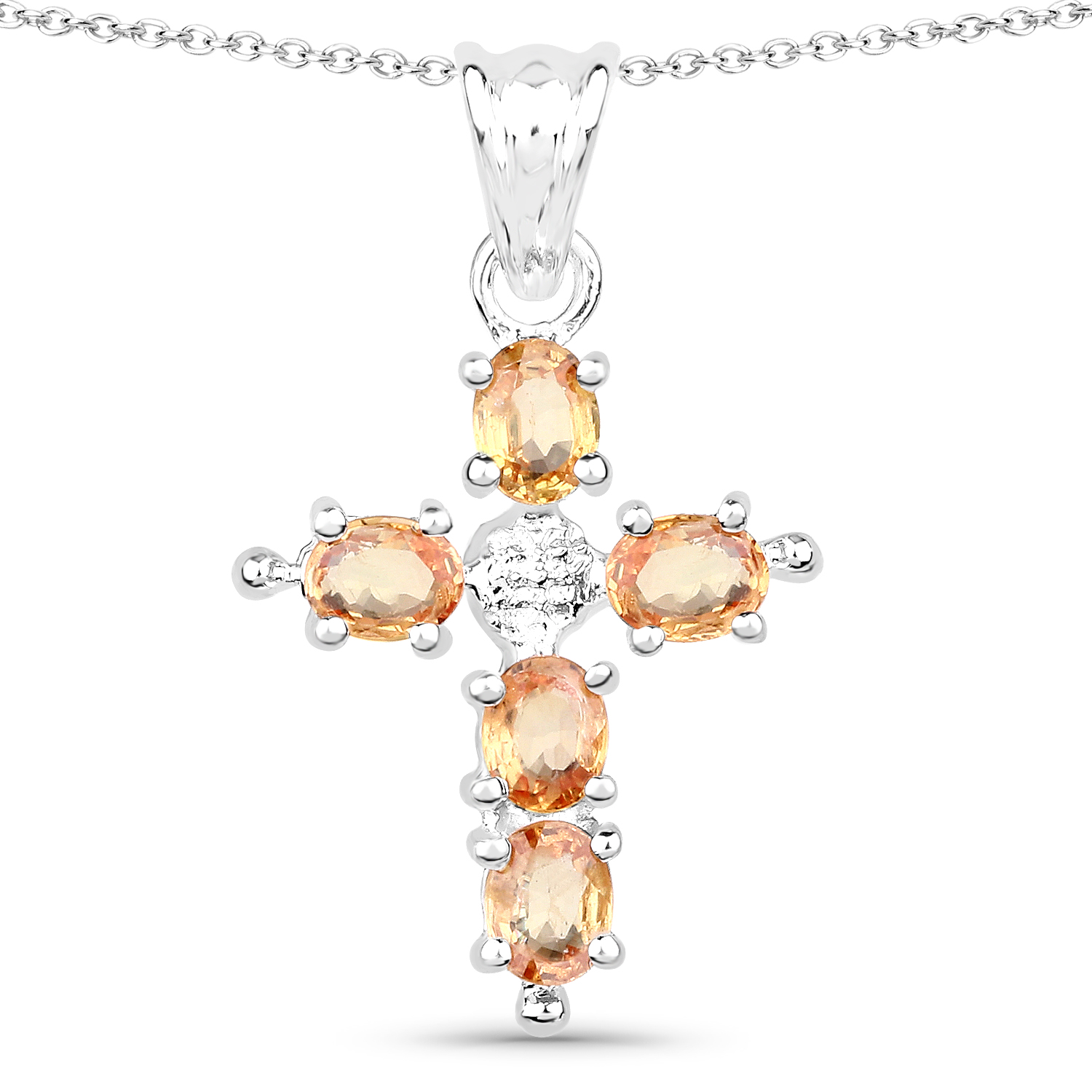 1.10 Carat Genuine Orange Sapphire .925 Sterling Silver Pendant