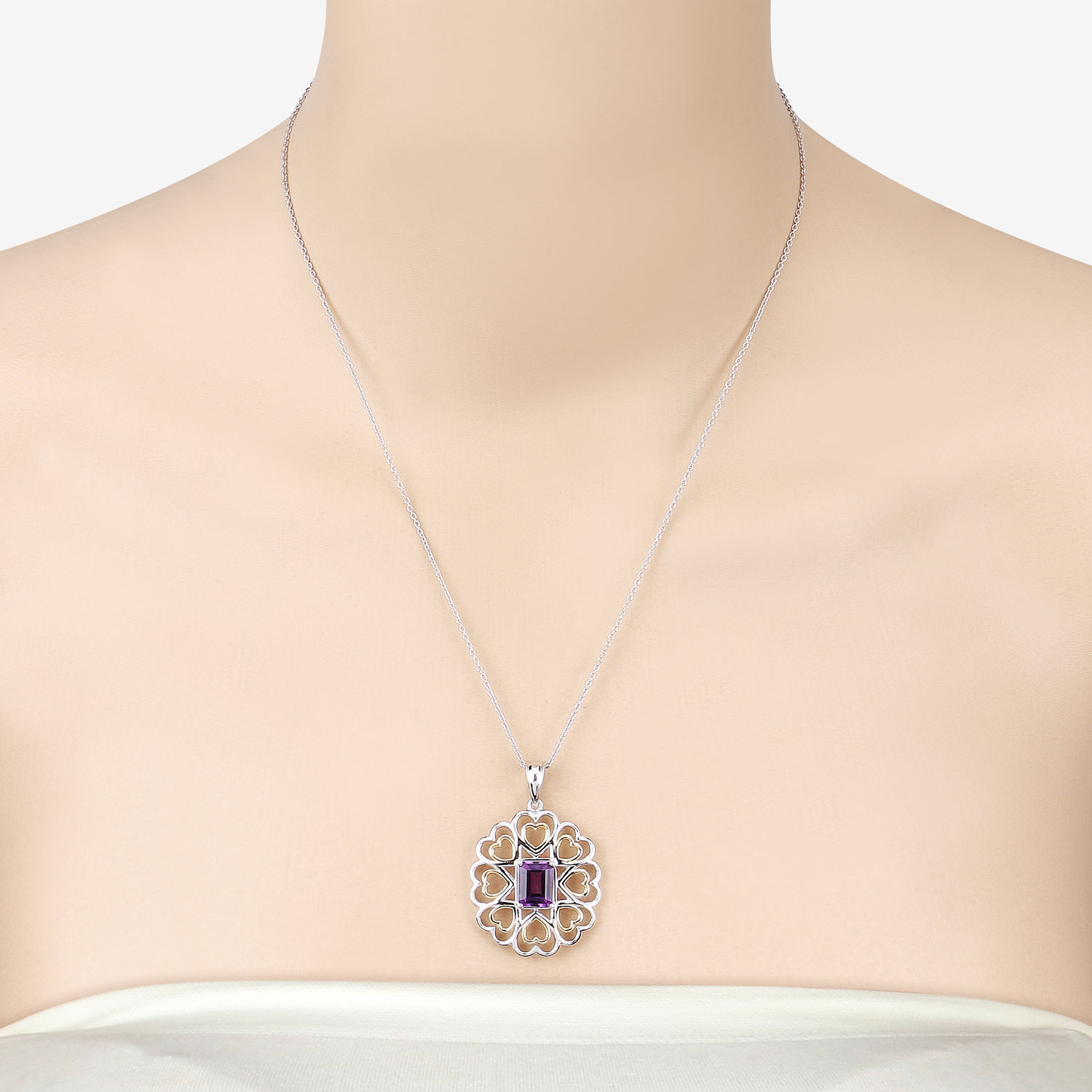 2.10 Carat Genuine Amethyst .925 Sterling Silver Pendant
