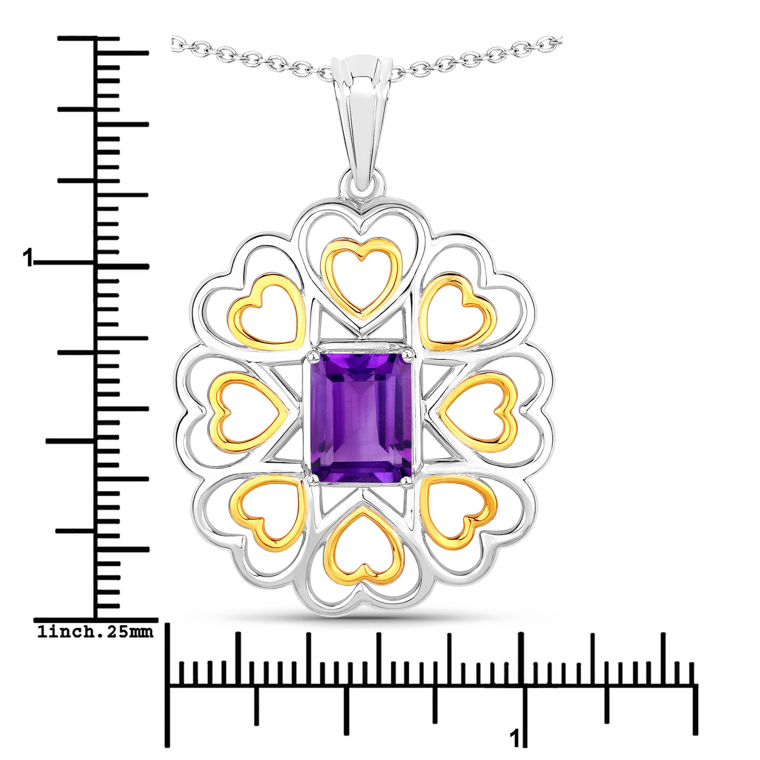 2.10 Carat Genuine Amethyst .925 Sterling Silver Pendant