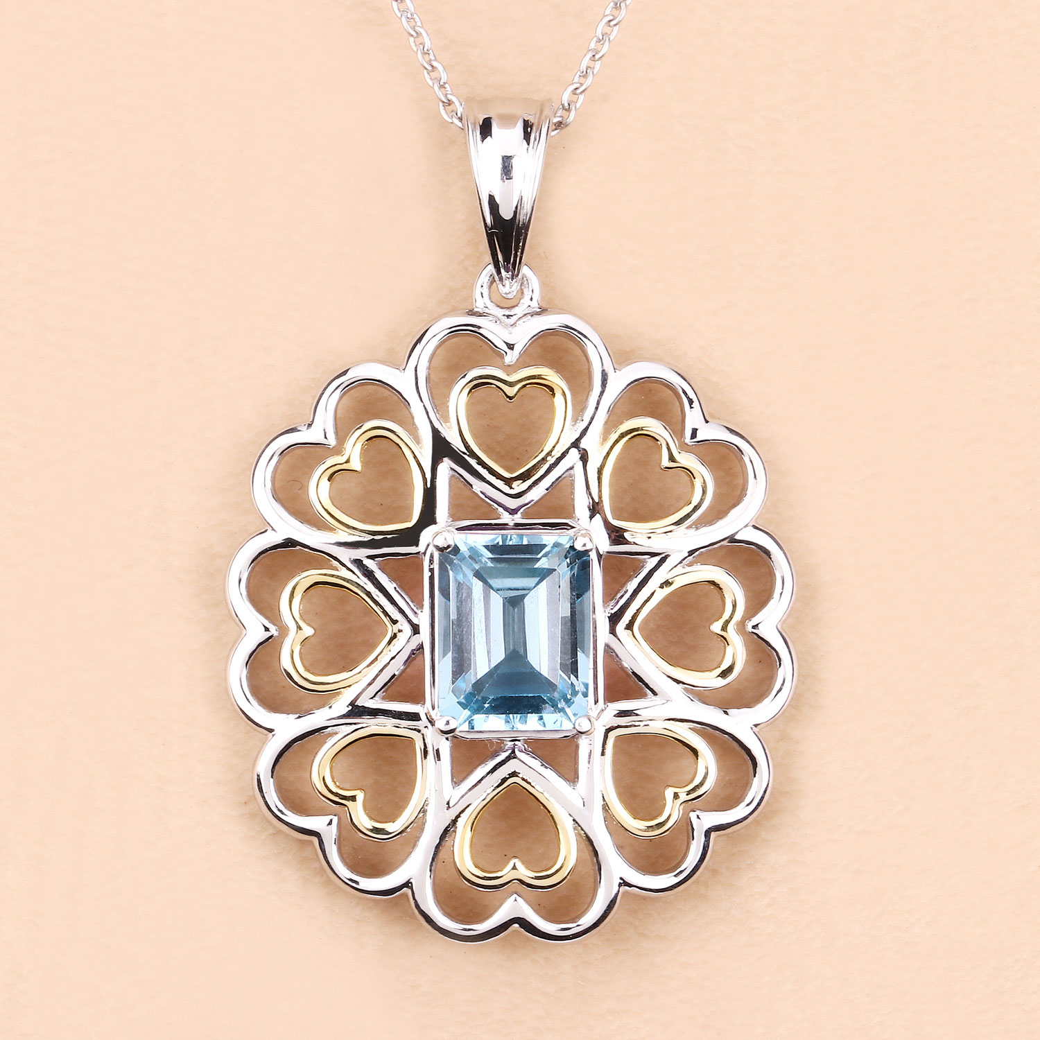 2.60 Carat Genuine Blue Topaz .925 Sterling Silver Pendant