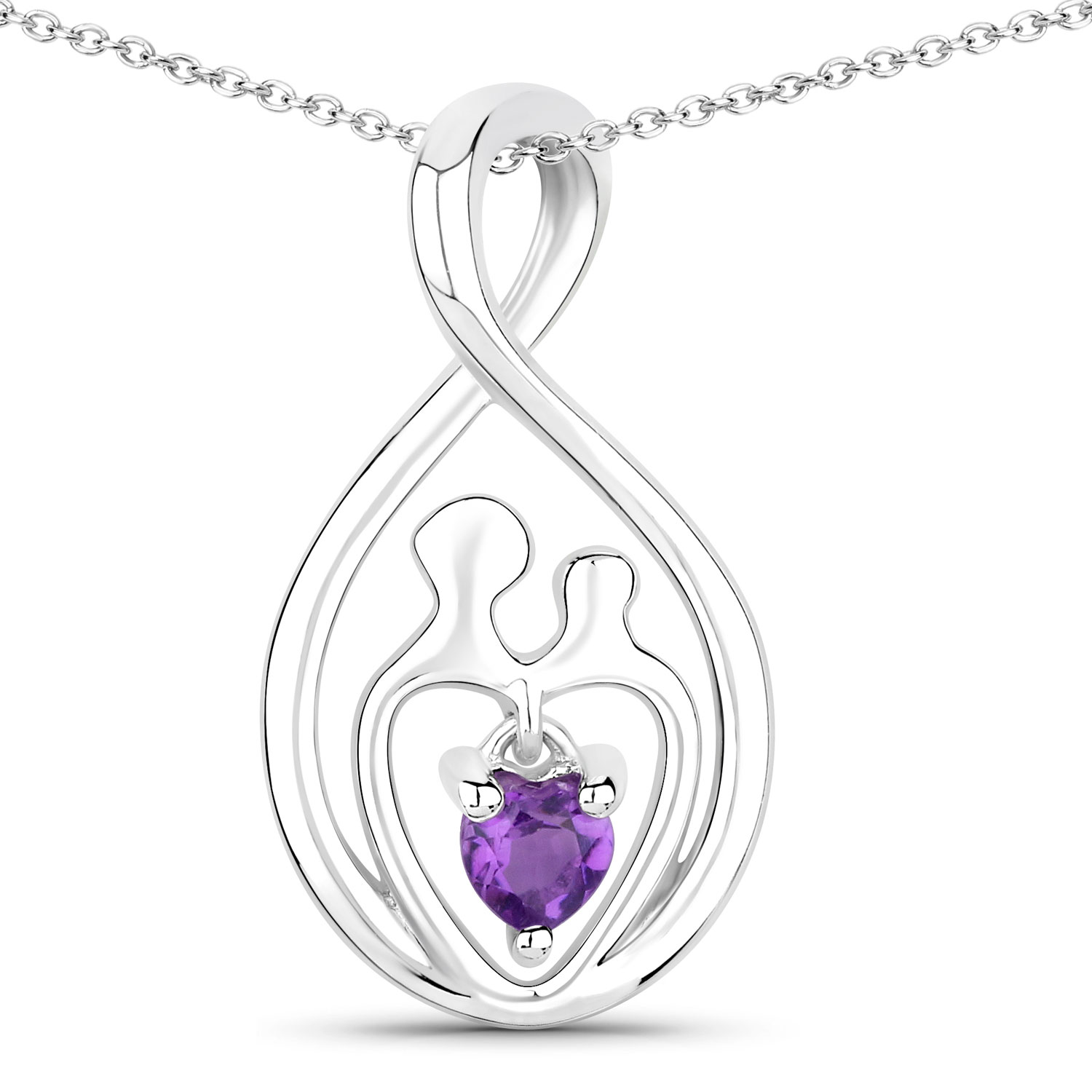 0.15 Carat Genuine Amethyst .925 Sterling Silver Pendant