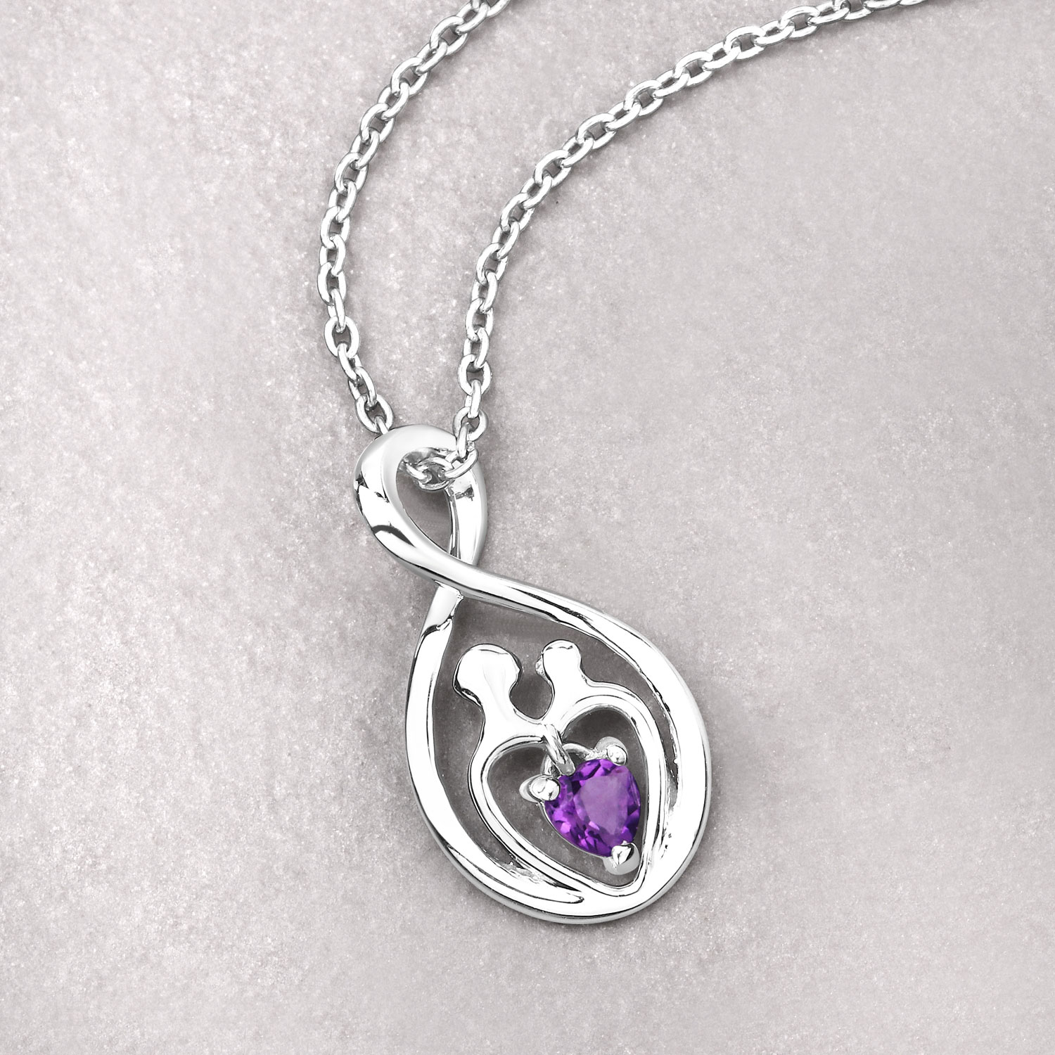 0.15 Carat Genuine Amethyst .925 Sterling Silver Pendant