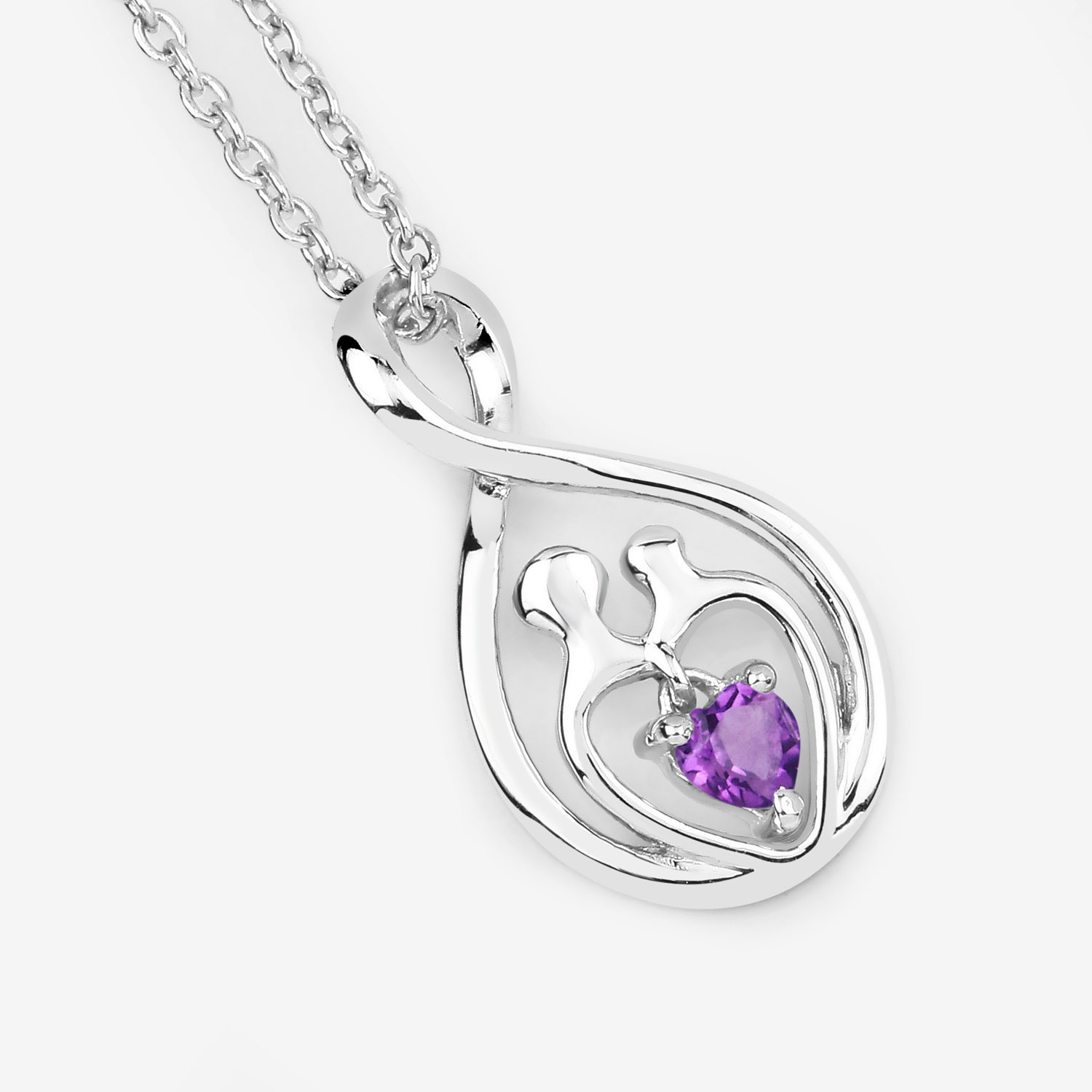 0.15 Carat Genuine Amethyst .925 Sterling Silver Pendant