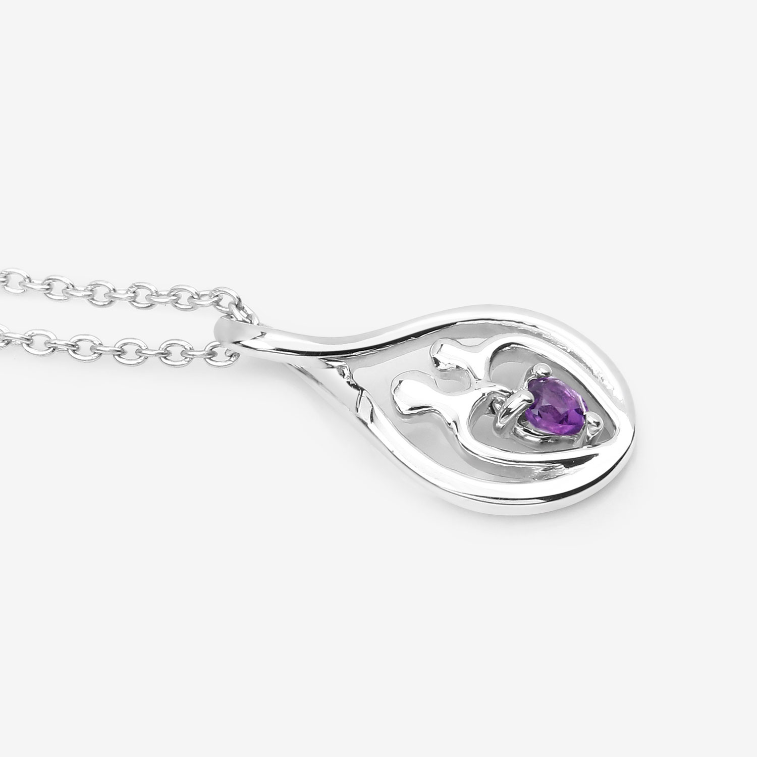 0.15 Carat Genuine Amethyst .925 Sterling Silver Pendant