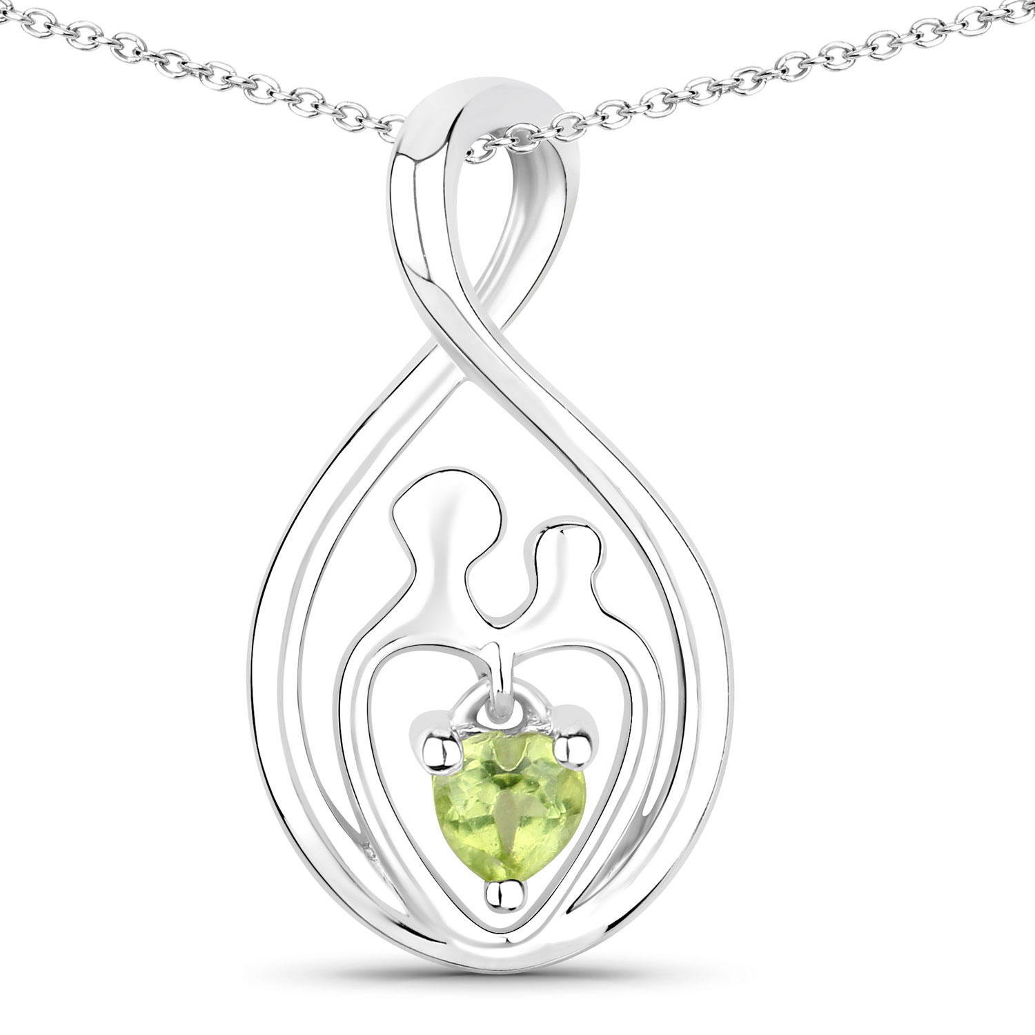 0.15 Carat Genuine Peridot .925 Sterling Silver Pendant