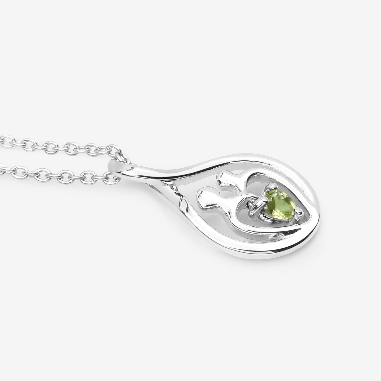 0.15 Carat Genuine Peridot .925 Sterling Silver Pendant