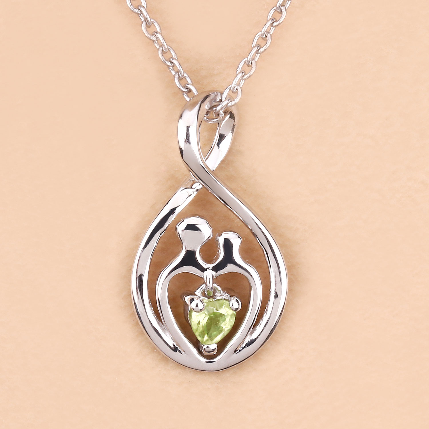 0.15 Carat Genuine Peridot .925 Sterling Silver Pendant