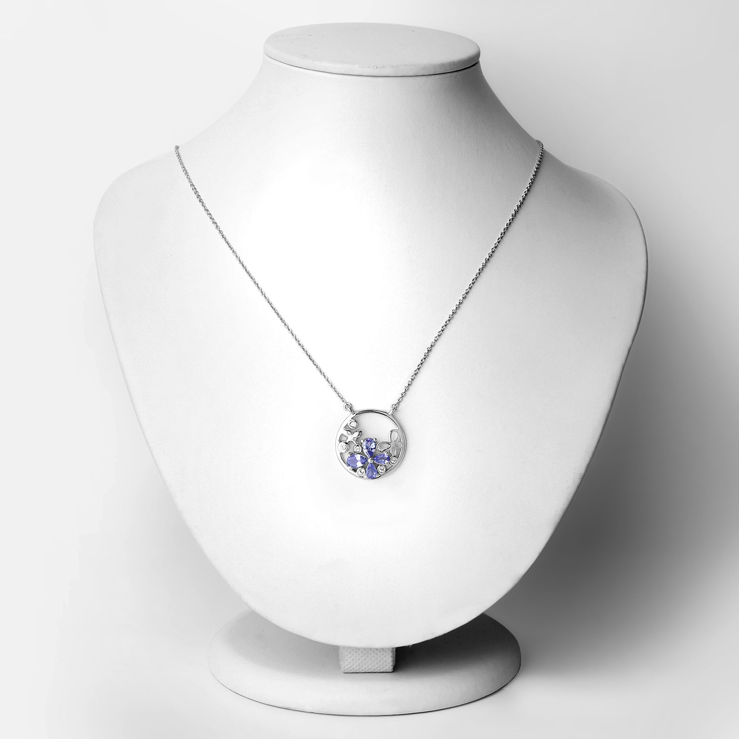 1.33 Carat Genuine Tanzanite and White Topaz .925 Sterling Silver Pendant