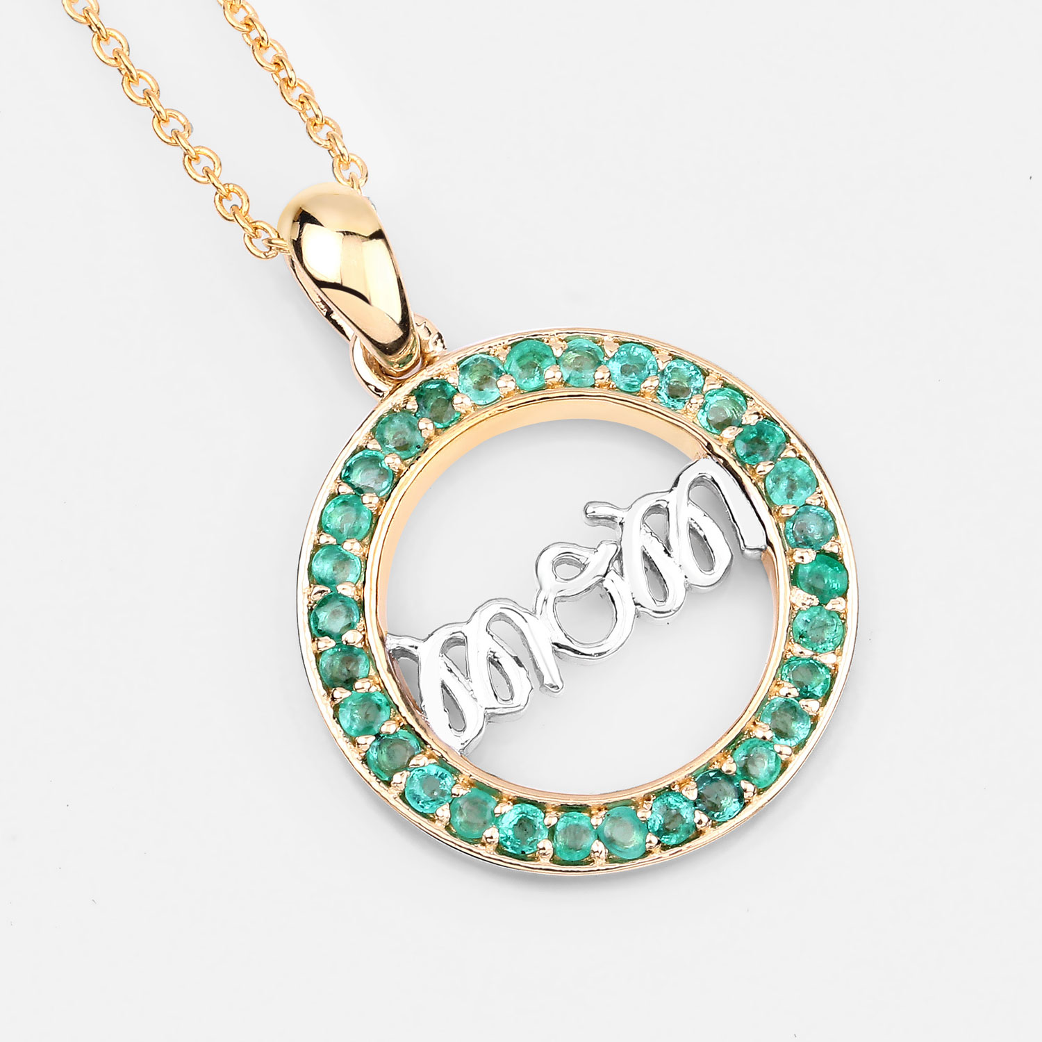 0.54 Carat Genuine Emerald .925 Sterling Silver Pendant