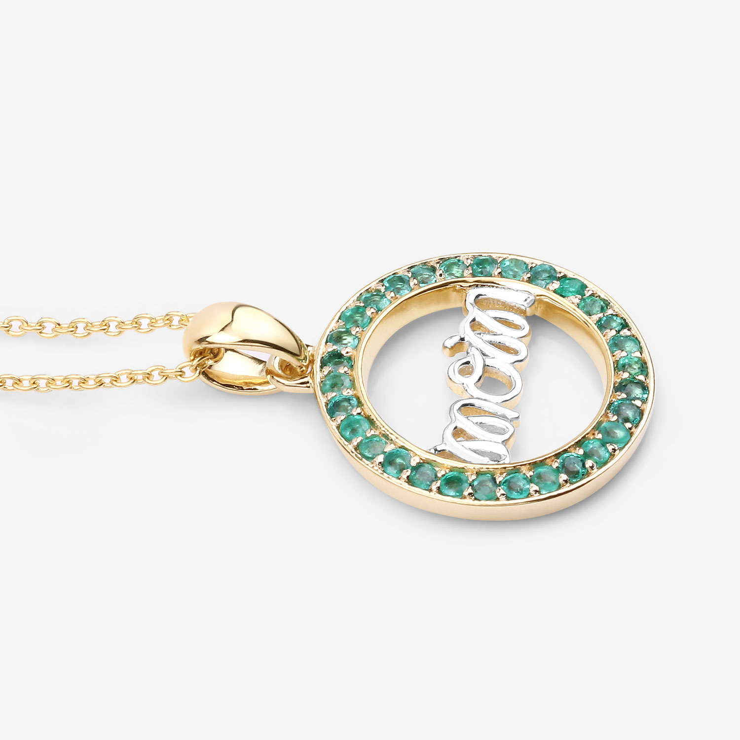 0.54 Carat Genuine Emerald .925 Sterling Silver Pendant