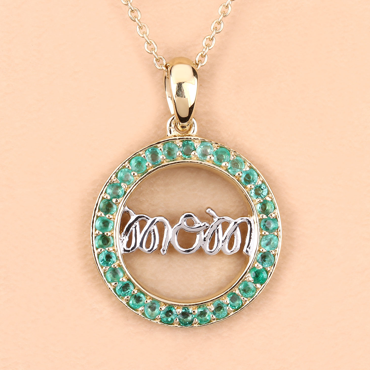 0.54 Carat Genuine Emerald .925 Sterling Silver Pendant