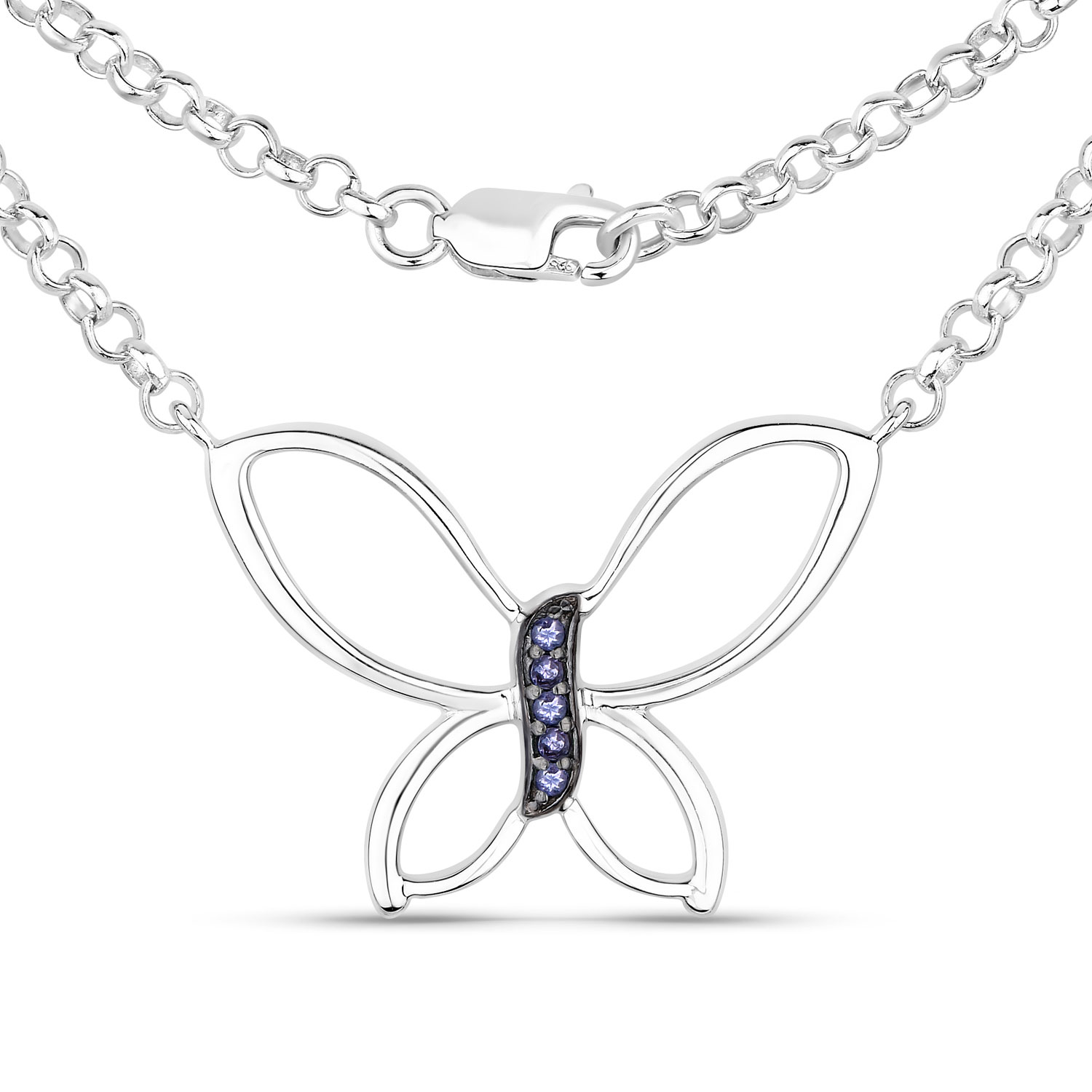 0.10 Carat Genuine Tanzanite .925 Sterling Silver Pendant