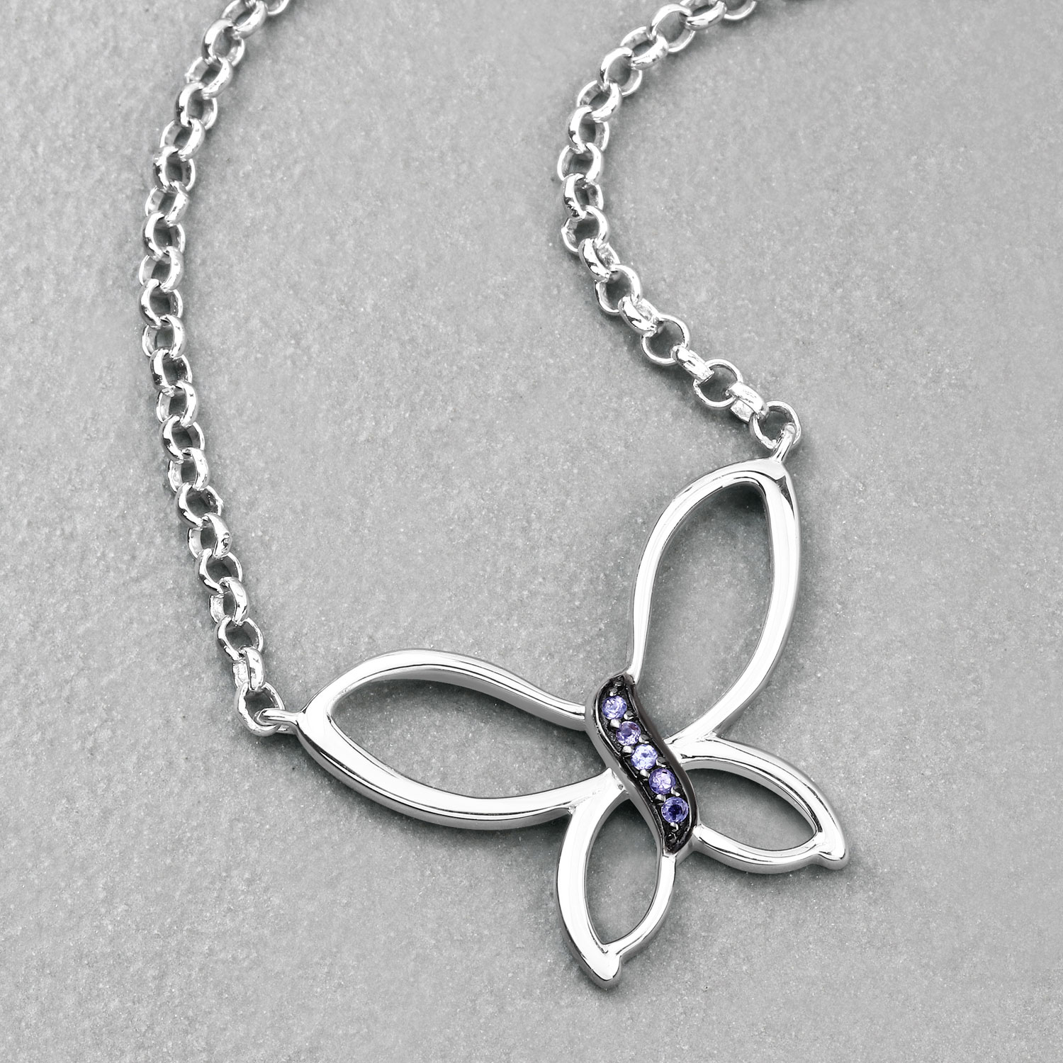 0.10 Carat Genuine Tanzanite .925 Sterling Silver Pendant