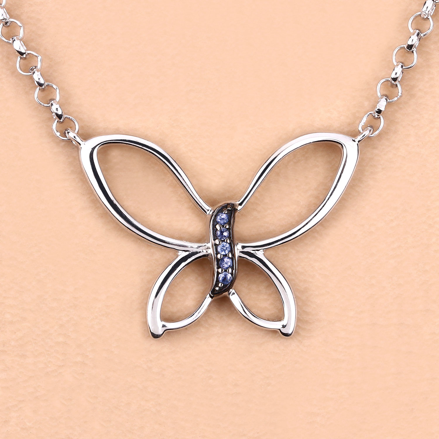 0.10 Carat Genuine Tanzanite .925 Sterling Silver Pendant