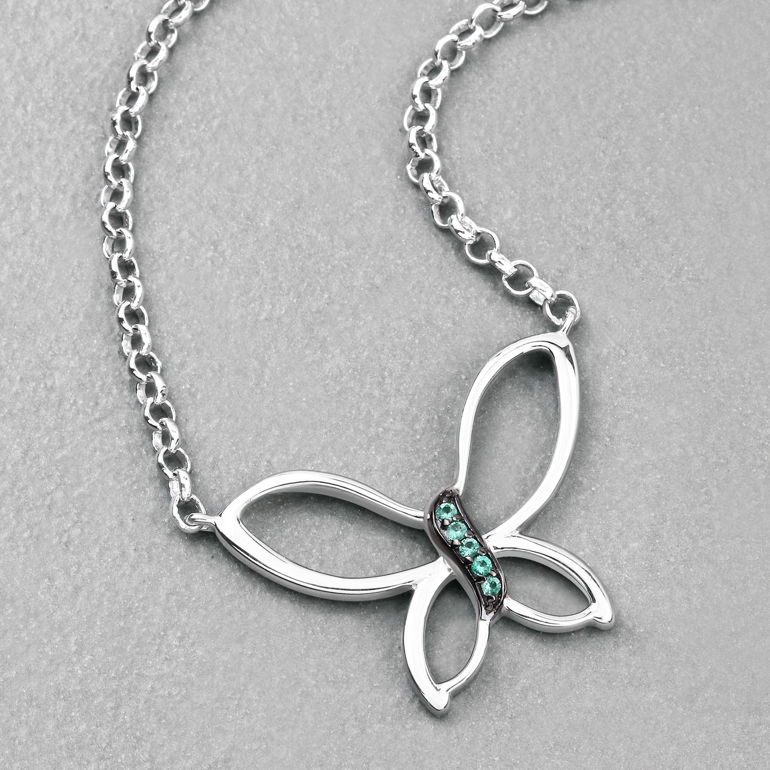 0.08 Carat Genuine Zambian Emerald .925 Sterling Silver Pendant