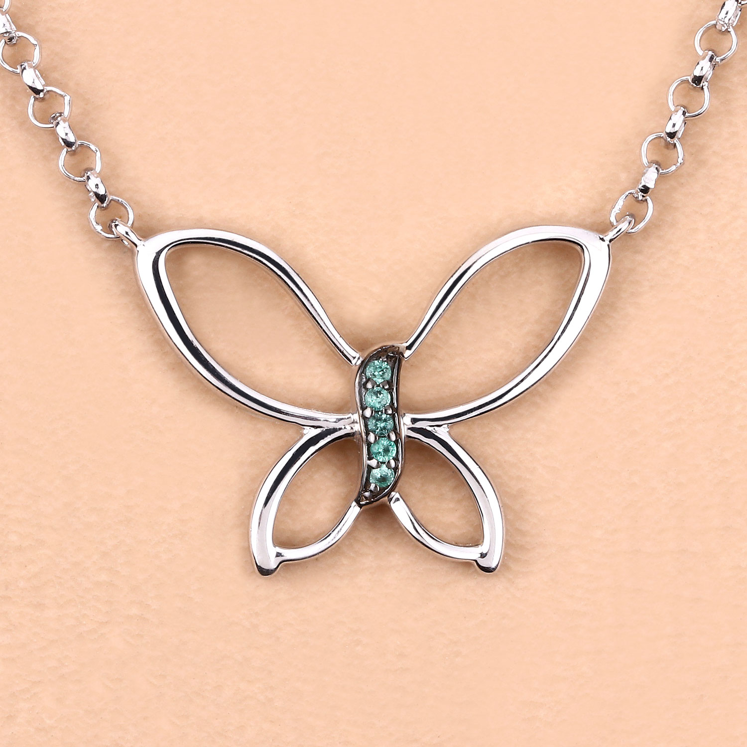 0.08 Carat Genuine Zambian Emerald .925 Sterling Silver Pendant