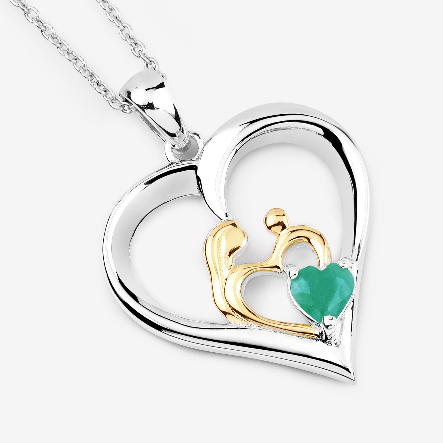 0.45 Carat Genuine Emerald .925 Sterling Silver Pendant