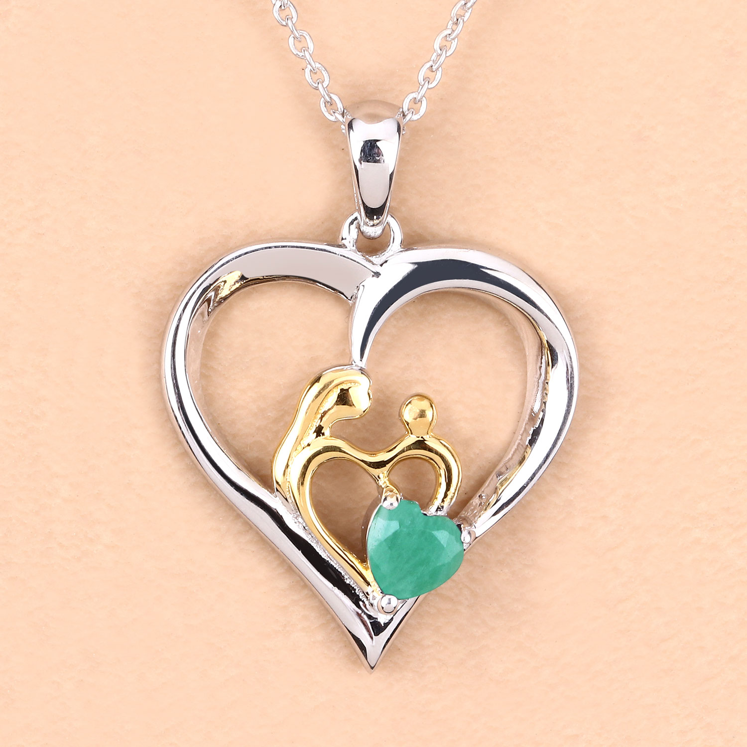 0.45 Carat Genuine Emerald .925 Sterling Silver Pendant