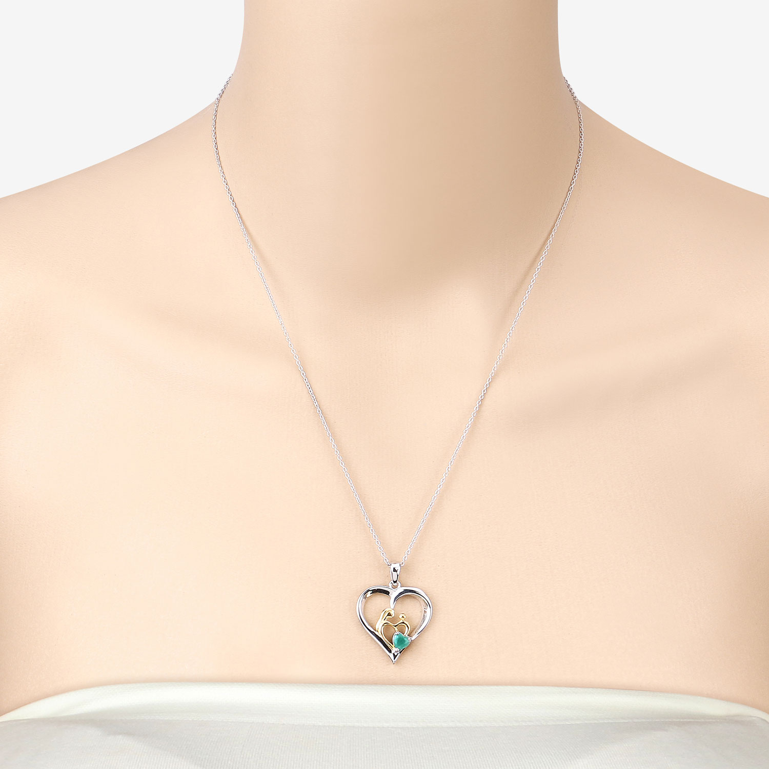 0.45 Carat Genuine Emerald .925 Sterling Silver Pendant