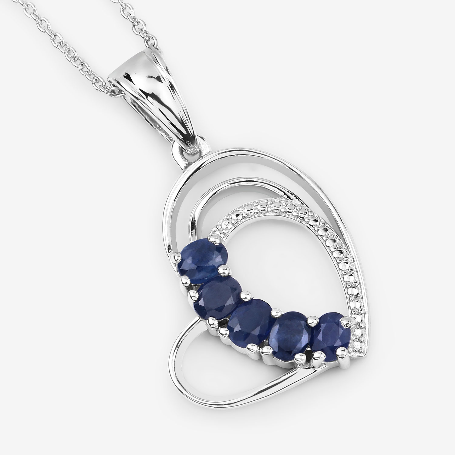 1.00 Carat Genuine Blue Sapphire .925 Sterling Silver Pendant