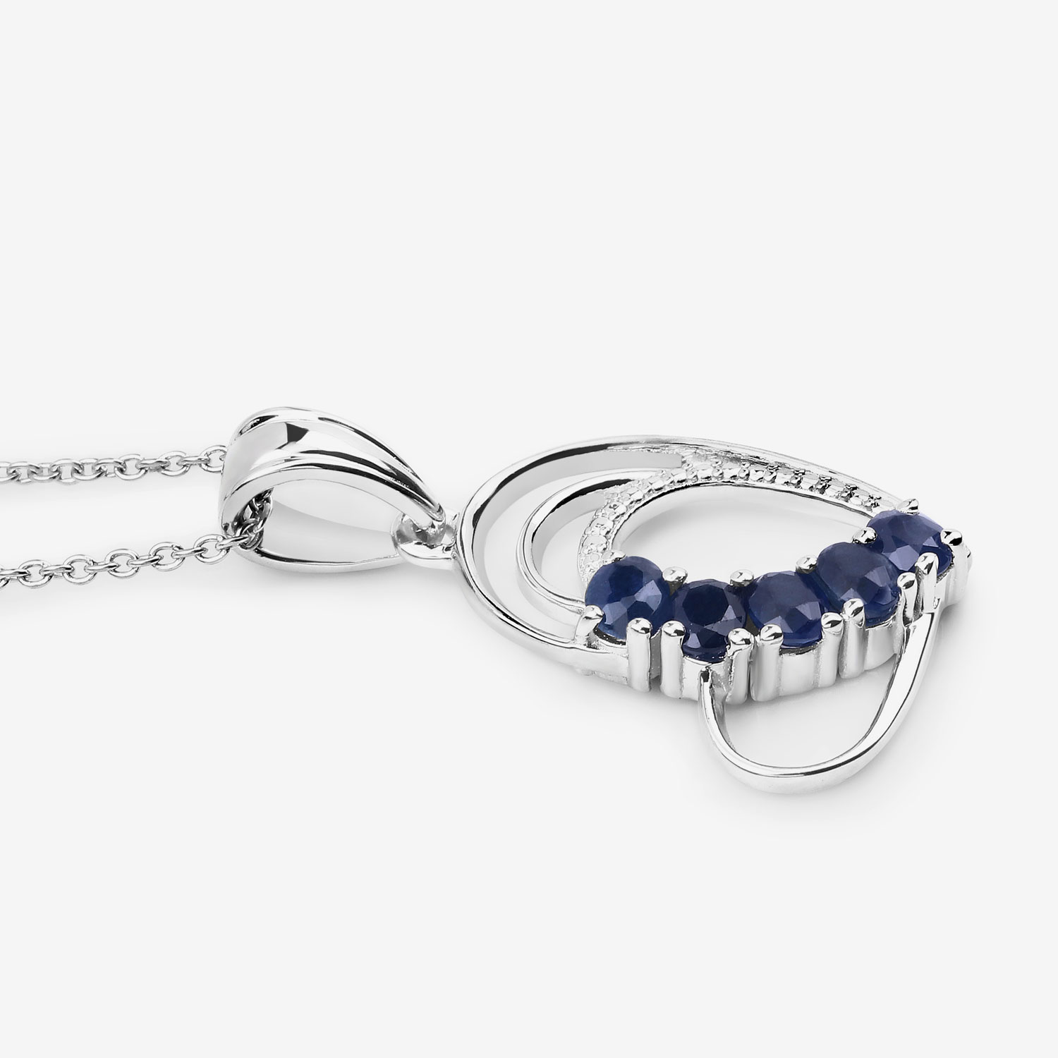 1.00 Carat Genuine Blue Sapphire .925 Sterling Silver Pendant