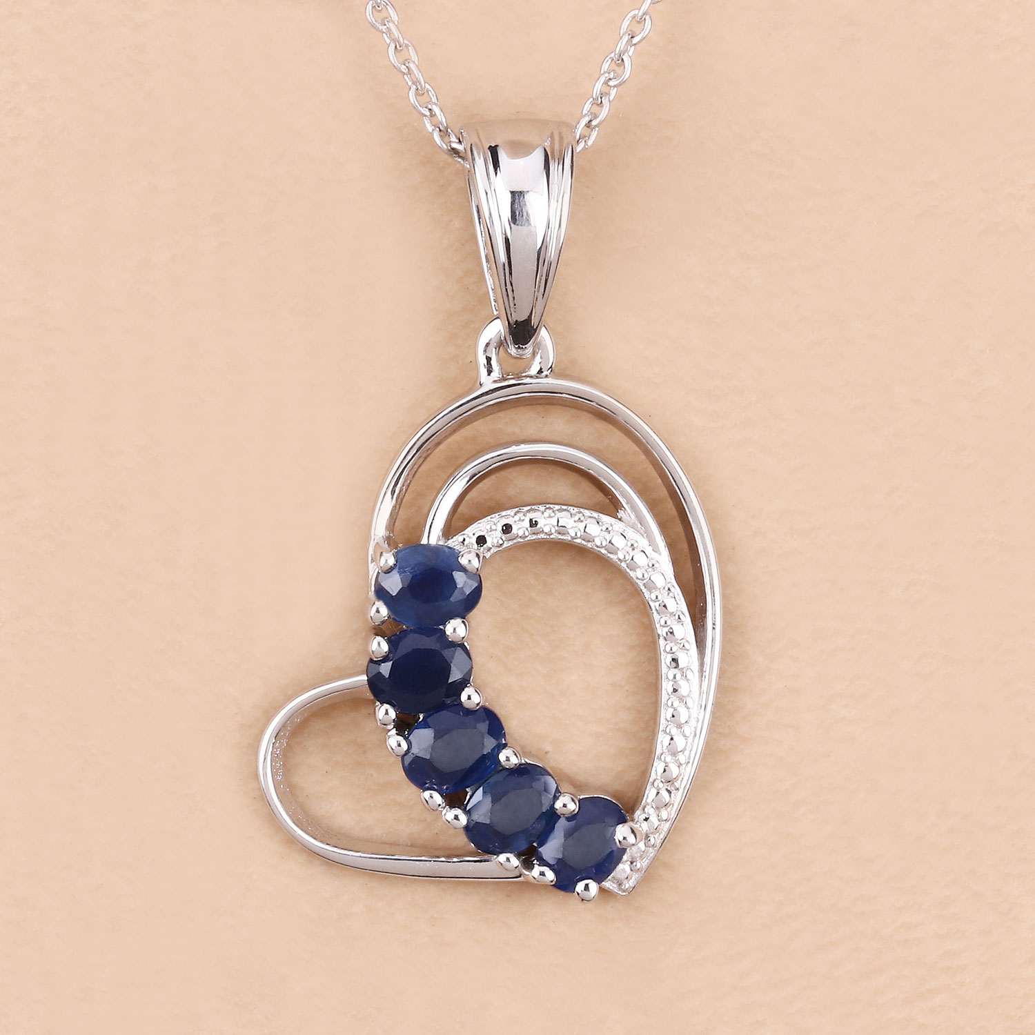 1.00 Carat Genuine Blue Sapphire .925 Sterling Silver Pendant