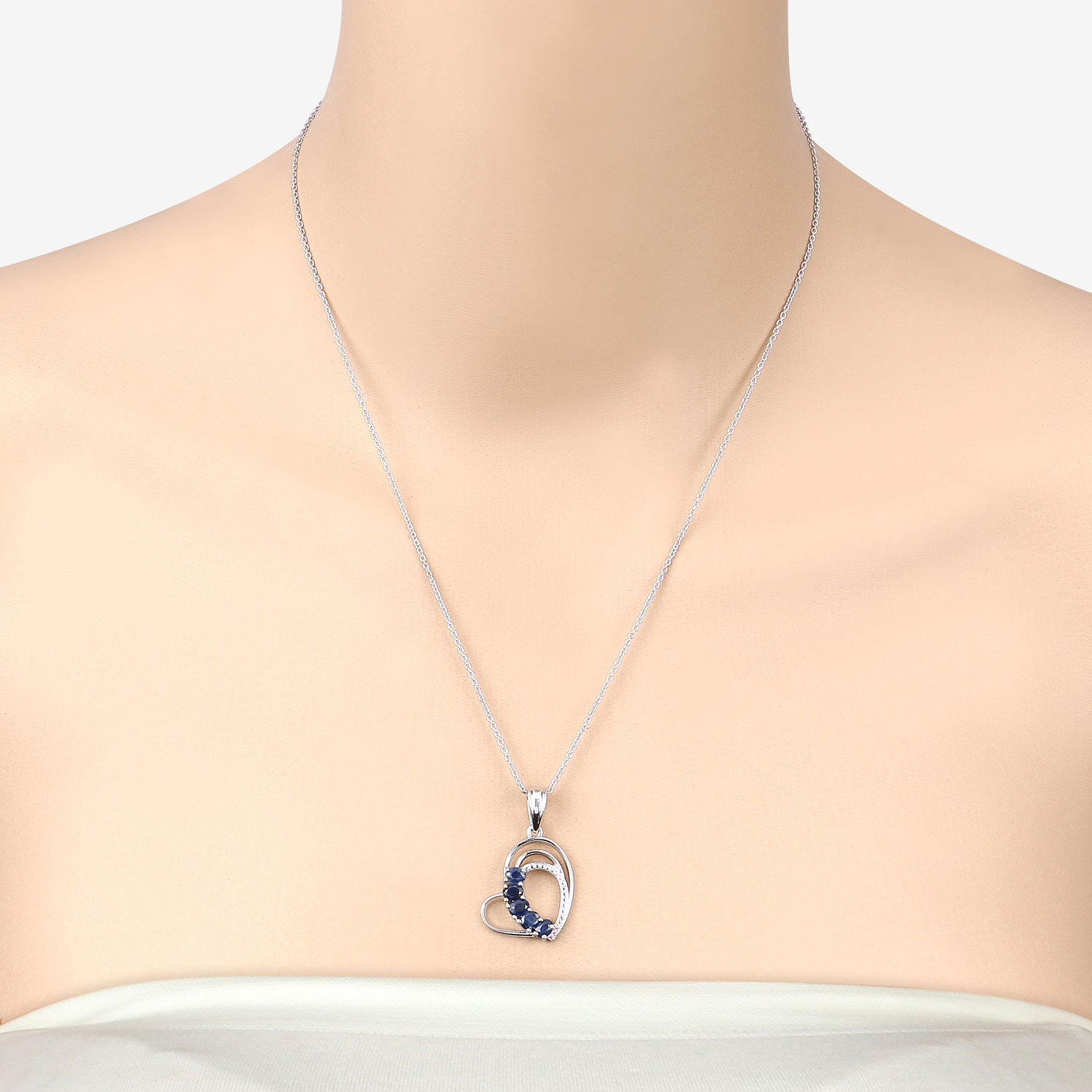 1.00 Carat Genuine Blue Sapphire .925 Sterling Silver Pendant
