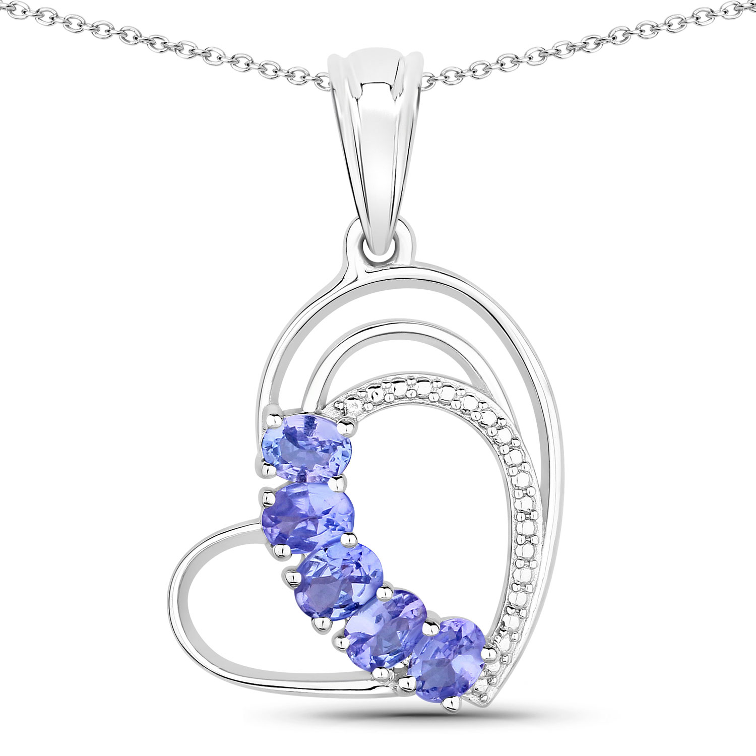 0.85 Carat Genuine Tanzanite .925 Sterling Silver Pendant