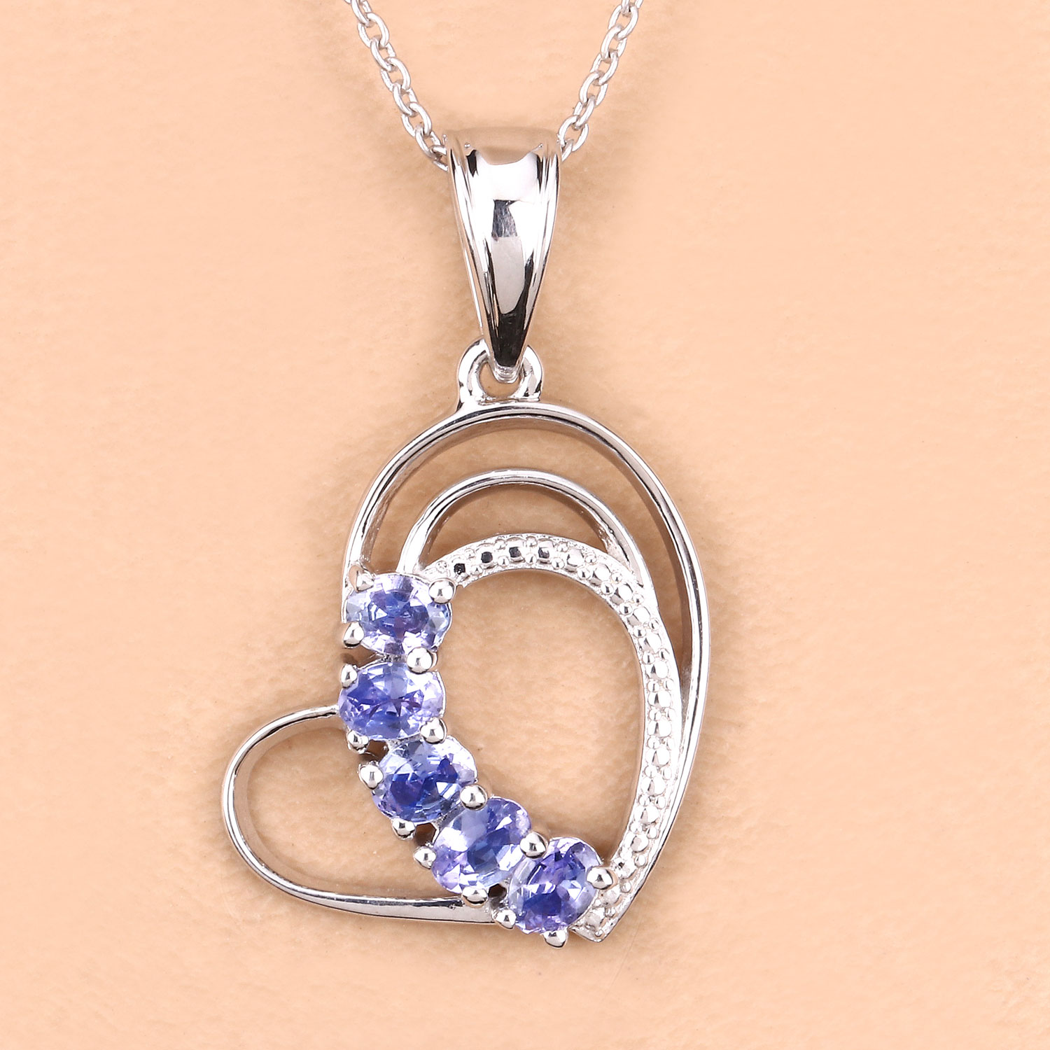 0.85 Carat Genuine Tanzanite .925 Sterling Silver Pendant