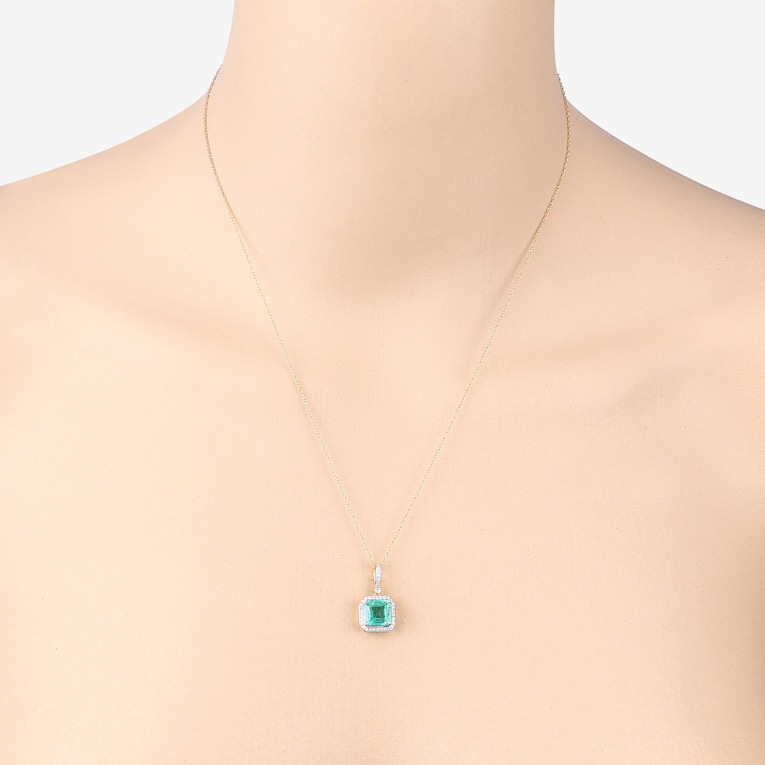 1.99 Carat Genuine Ethiopian Emerald and White Diamond 14K Yellow Gold Pendant