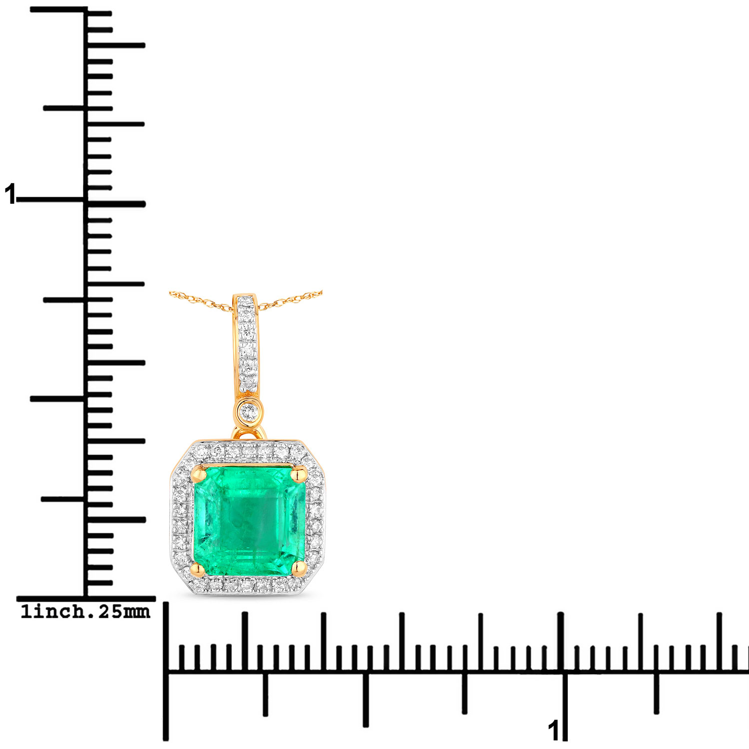 1.99 Carat Genuine Ethiopian Emerald and White Diamond 14K Yellow Gold Pendant