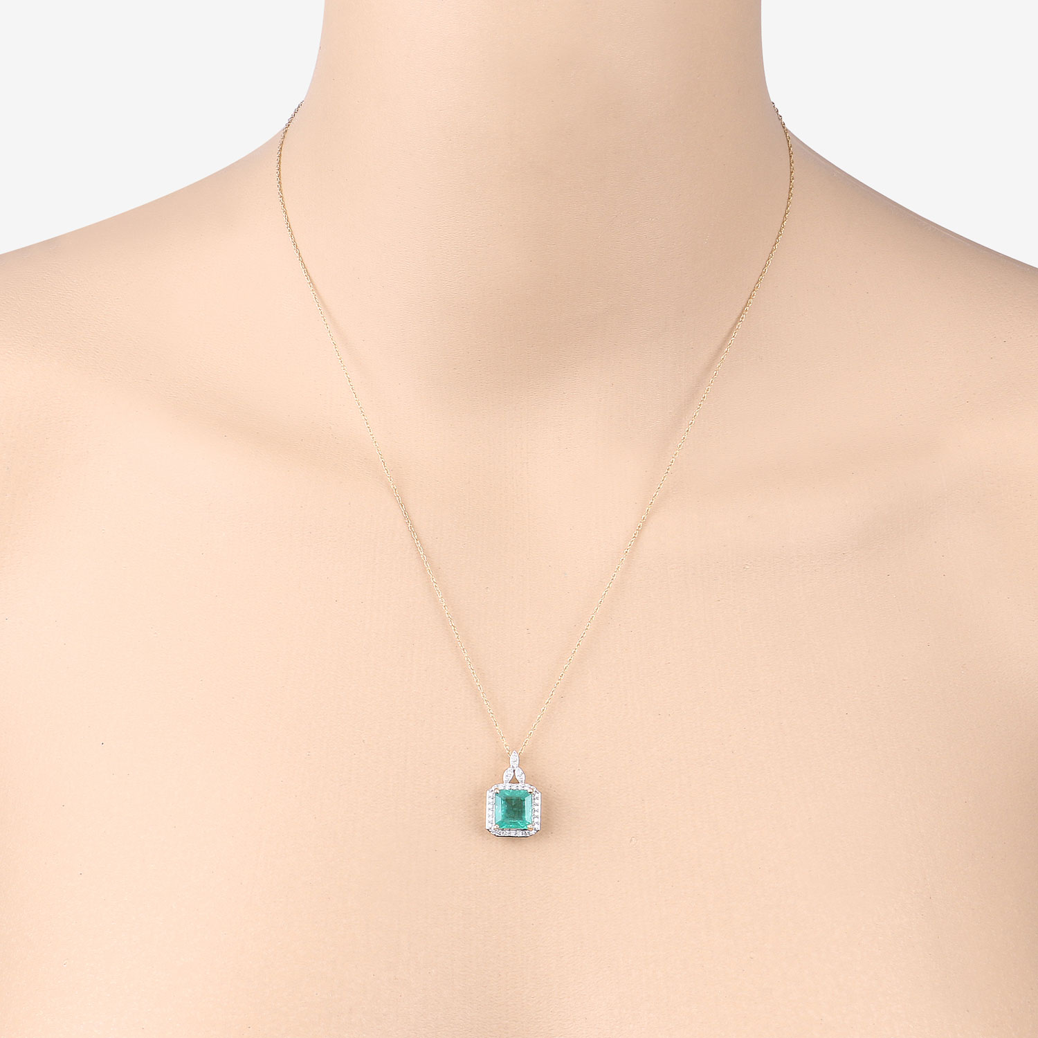 2.33 Carat Genuine Ethiopian Emerald and White Diamond 14K Yellow Gold Pendant