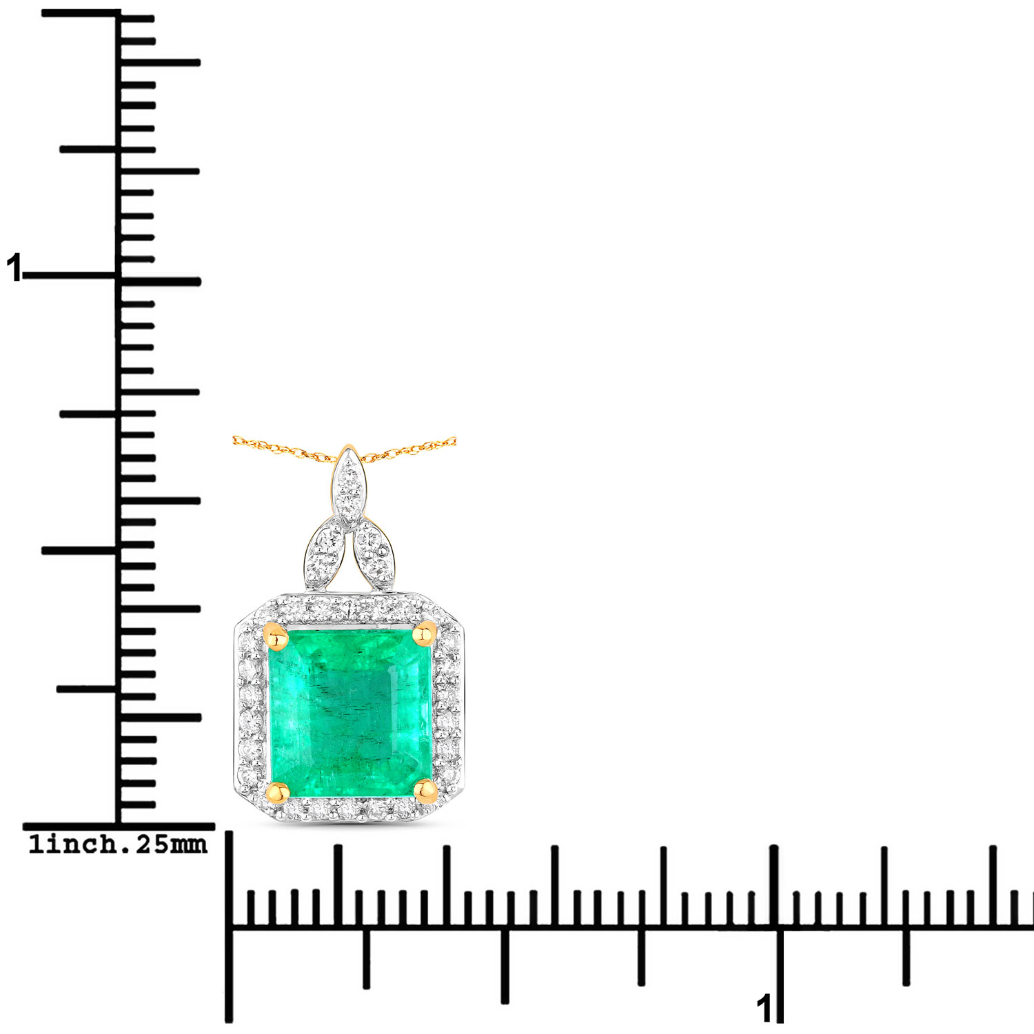 2.33 Carat Genuine Ethiopian Emerald and White Diamond 14K Yellow Gold Pendant