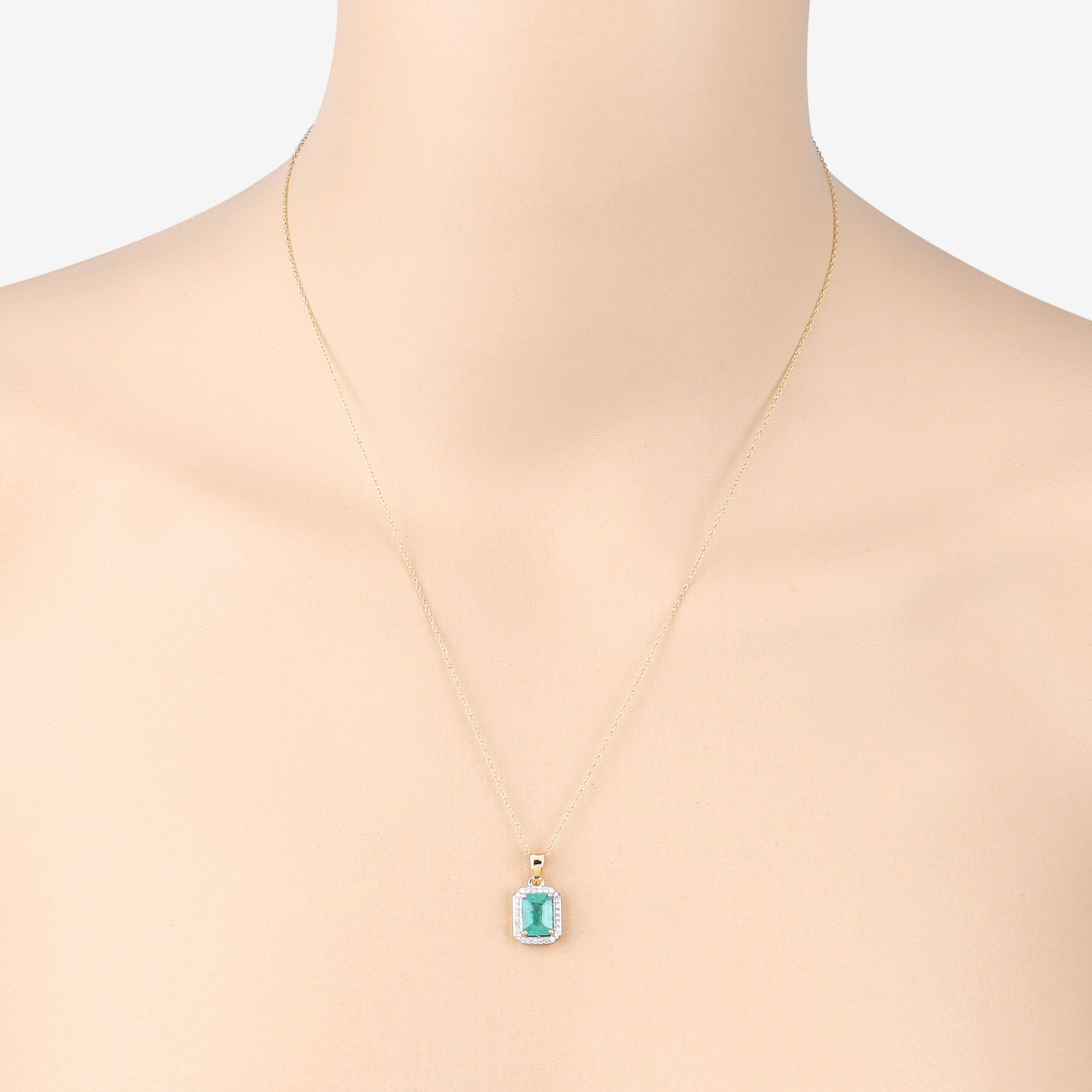 1.60 Carat Genuine Ethiopian Emerald and White Diamond 14K Yellow Gold Pendant