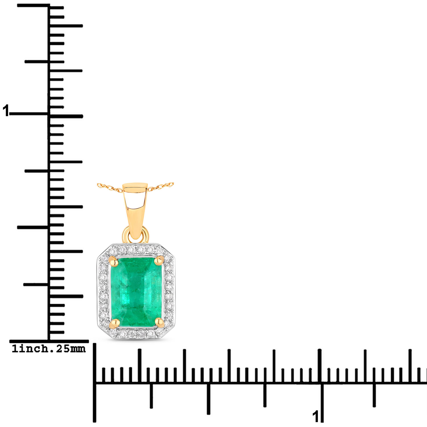 1.60 Carat Genuine Ethiopian Emerald and White Diamond 14K Yellow Gold Pendant