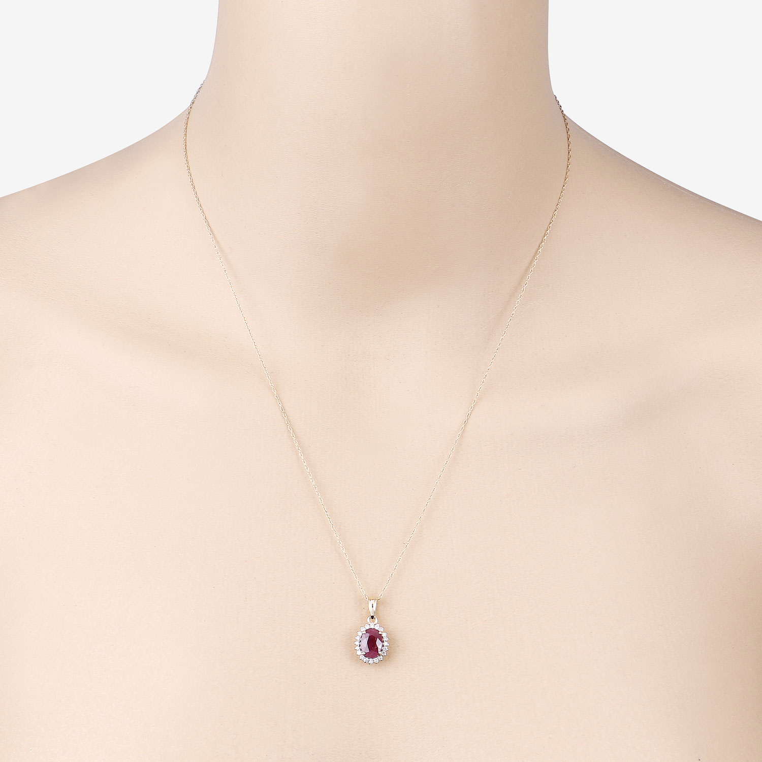 1.60 Carat Genuine Ruby and White Diamond 10K Yellow Gold Pendant