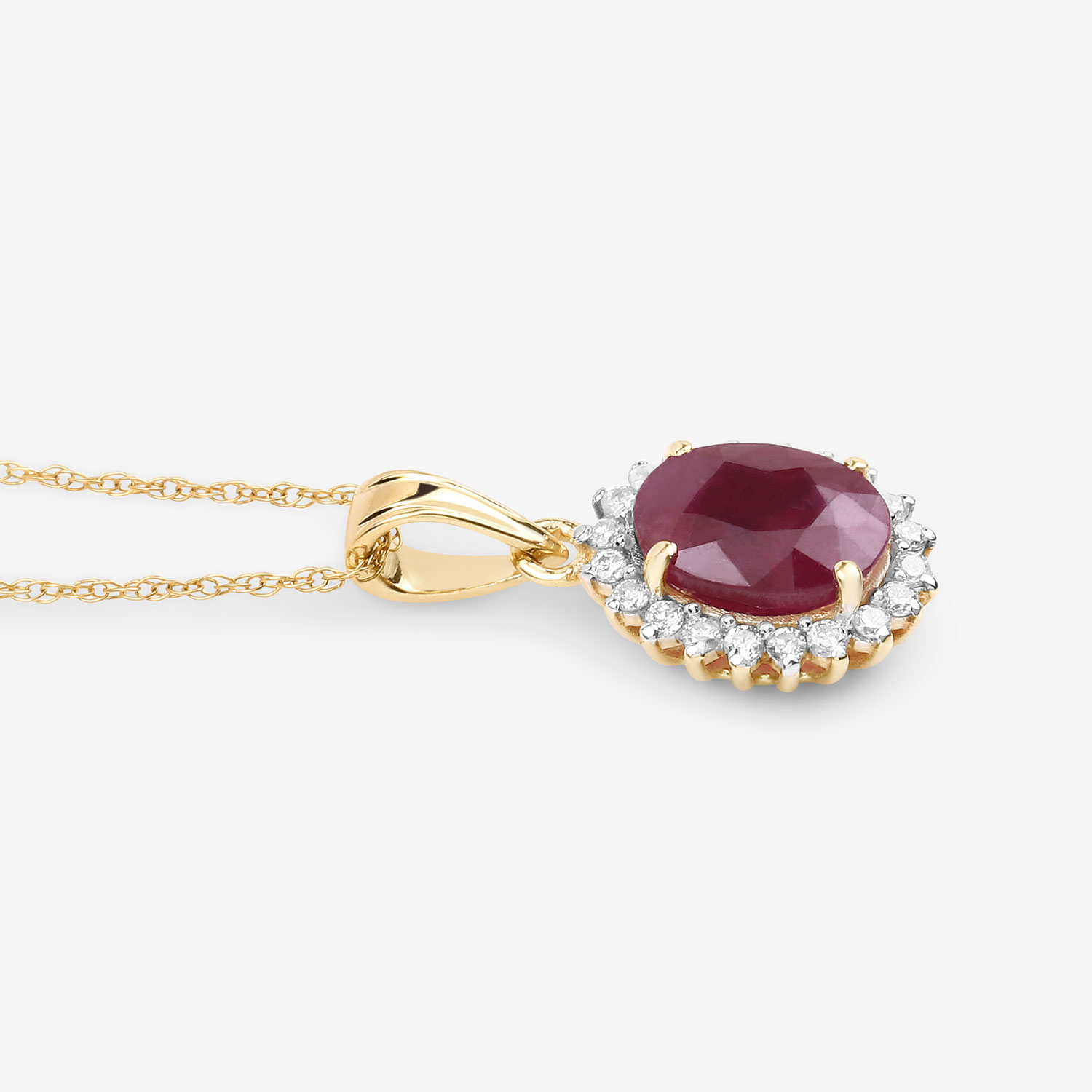 1.60 Carat Genuine Ruby and White Diamond 10K Yellow Gold Pendant